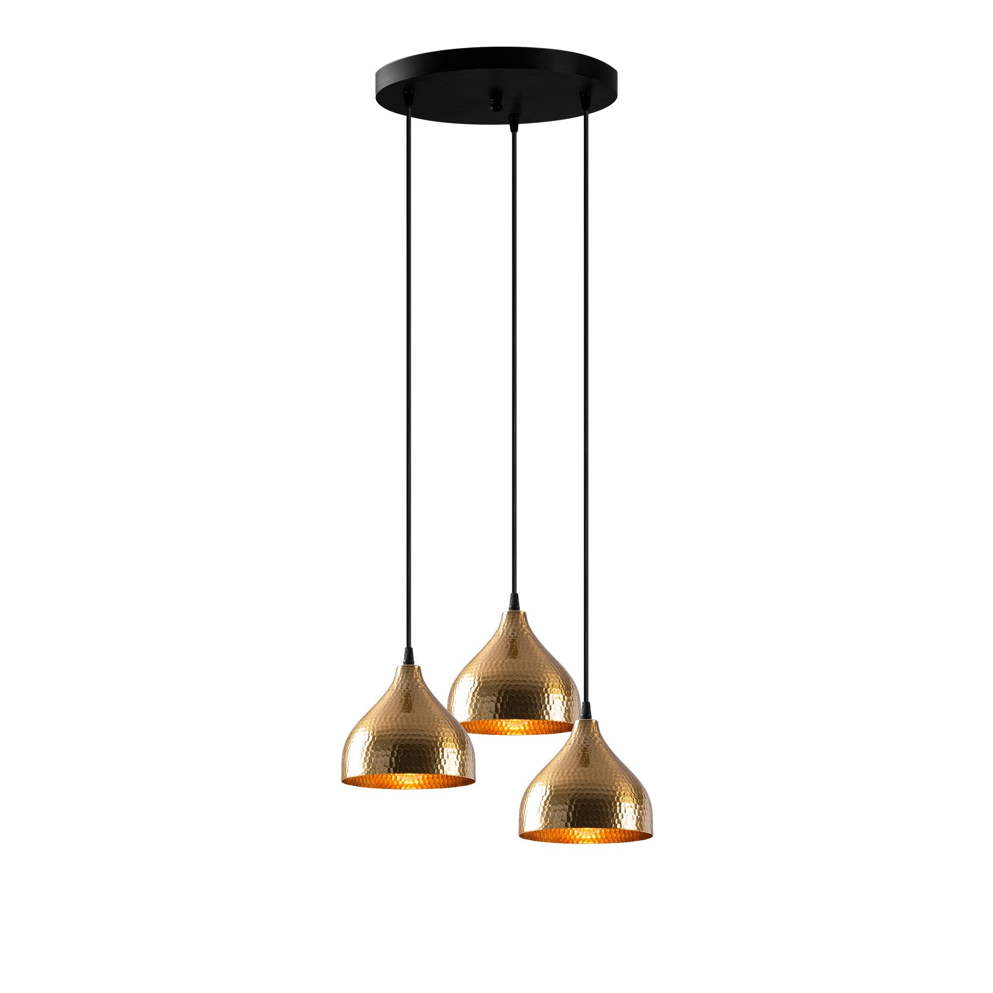 Candeeiro de Teto Vintage Elegante, 42 x 42 cm, Altura Ajustável 114 cm | Corpo de Metal, 3 x E27 Máx. 40 W | Design Escandinavo Moderno e Glamouroso para Decoração de Casa