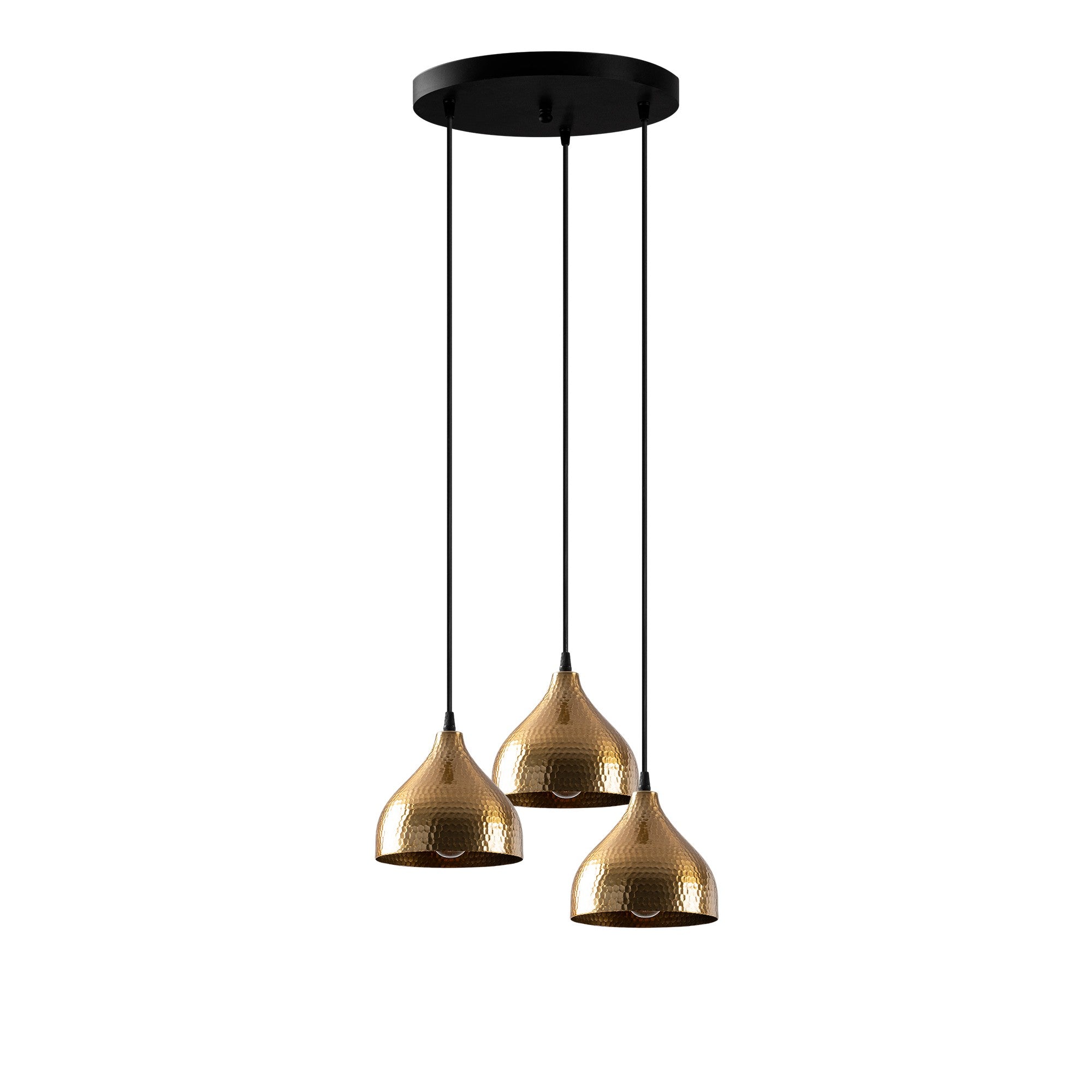 Candeeiro de Teto Vintage Elegante, 42 x 42 cm, Altura Ajustável 114 cm | Corpo de Metal, 3 x E27 Máx. 40 W | Design Escandinavo Moderno e Glamouroso para Decoração de Casa