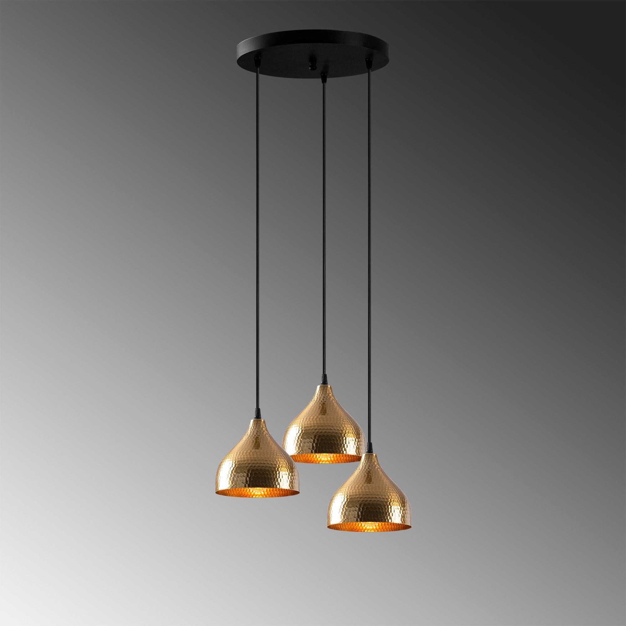 Candeeiro de Teto Vintage Elegante, 42 x 42 cm, Altura Ajustável 114 cm | Corpo de Metal, 3 x E27 Máx. 40 W | Design Escandinavo Moderno e Glamouroso para Decoração de Casa