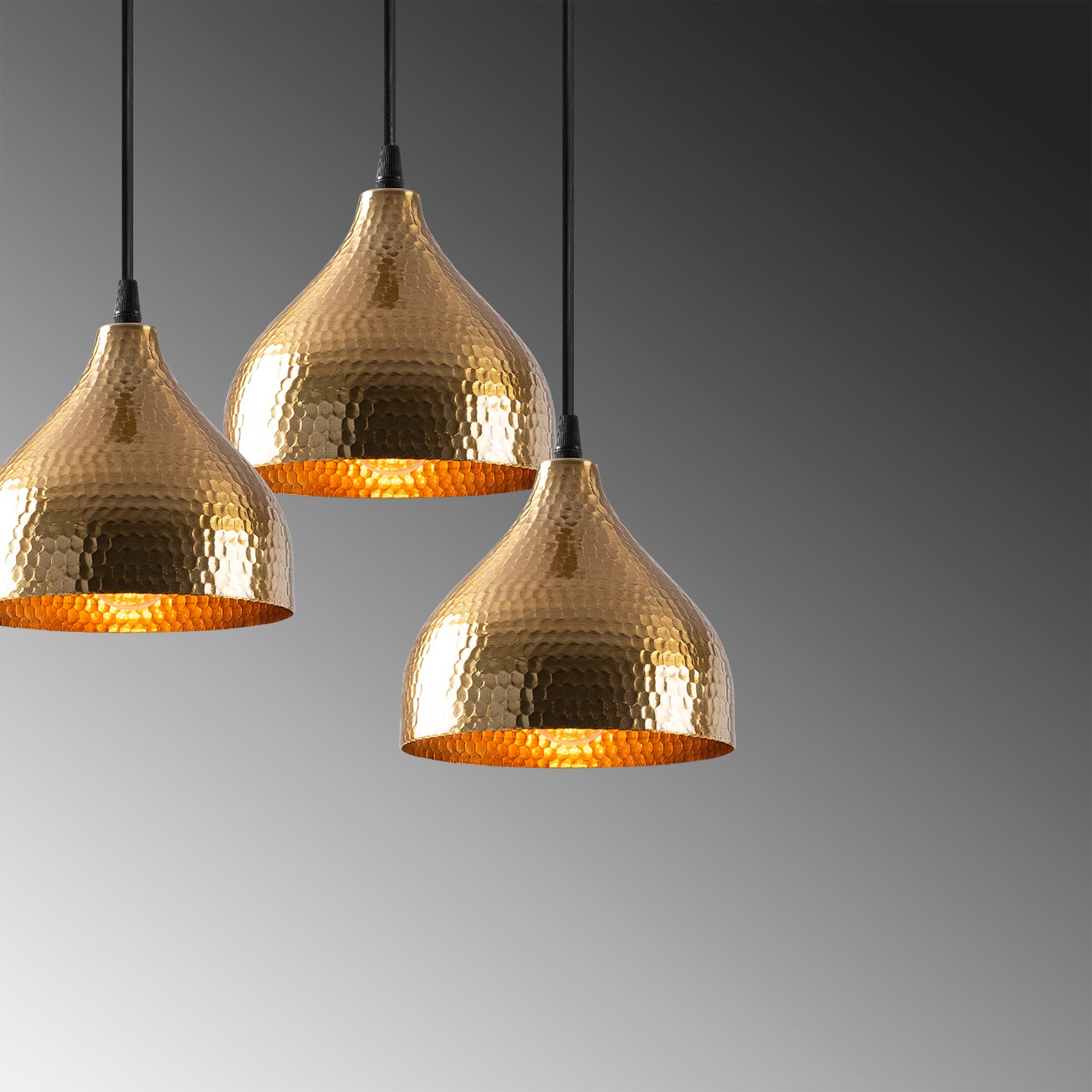 Candeeiro de Teto Vintage Elegante, 42 x 42 cm, Altura Ajustável 114 cm | Corpo de Metal, 3 x E27 Máx. 40 W | Design Escandinavo Moderno e Glamouroso para Decoração de Casa