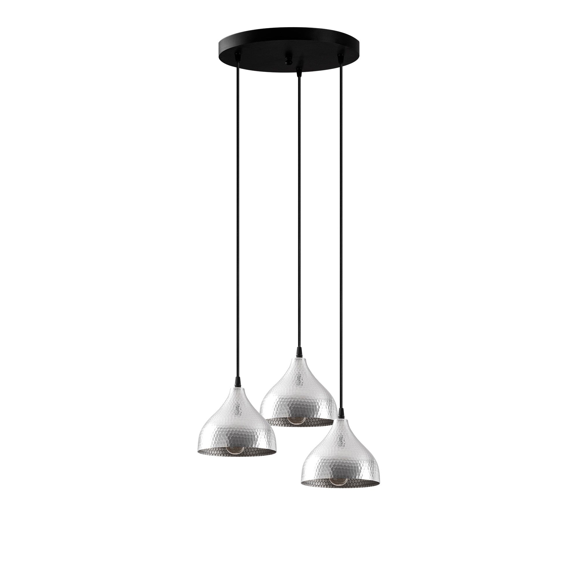 Candeeiro de Teto escandinavo elegante, corpo de metal, 42 x 42 cm, altura 114 cm | Ajustável, 3 x E27 máx. 40 W, acabamento prateado | Perfeito para interiores modernos
