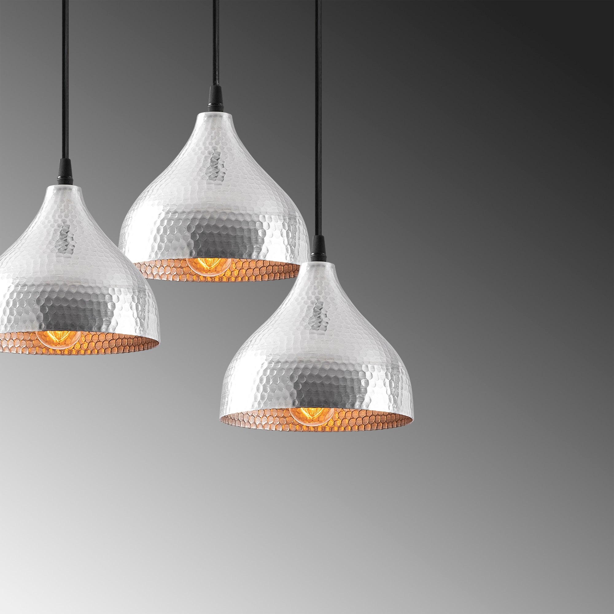 Candeeiro de Teto escandinavo elegante, corpo de metal, 42 x 42 cm, altura 114 cm | Ajustável, 3 x E27 máx. 40 W, acabamento prateado | Perfeito para interiores modernos