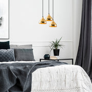 Candeeiro de Teto Dourado Elegante, 42 x 42 cm, Altura 114 cm | Ajustável, 3 x E27 Máx. 40 W | Design Escandinavo Glamouroso Moderno para Interiores Elegantes