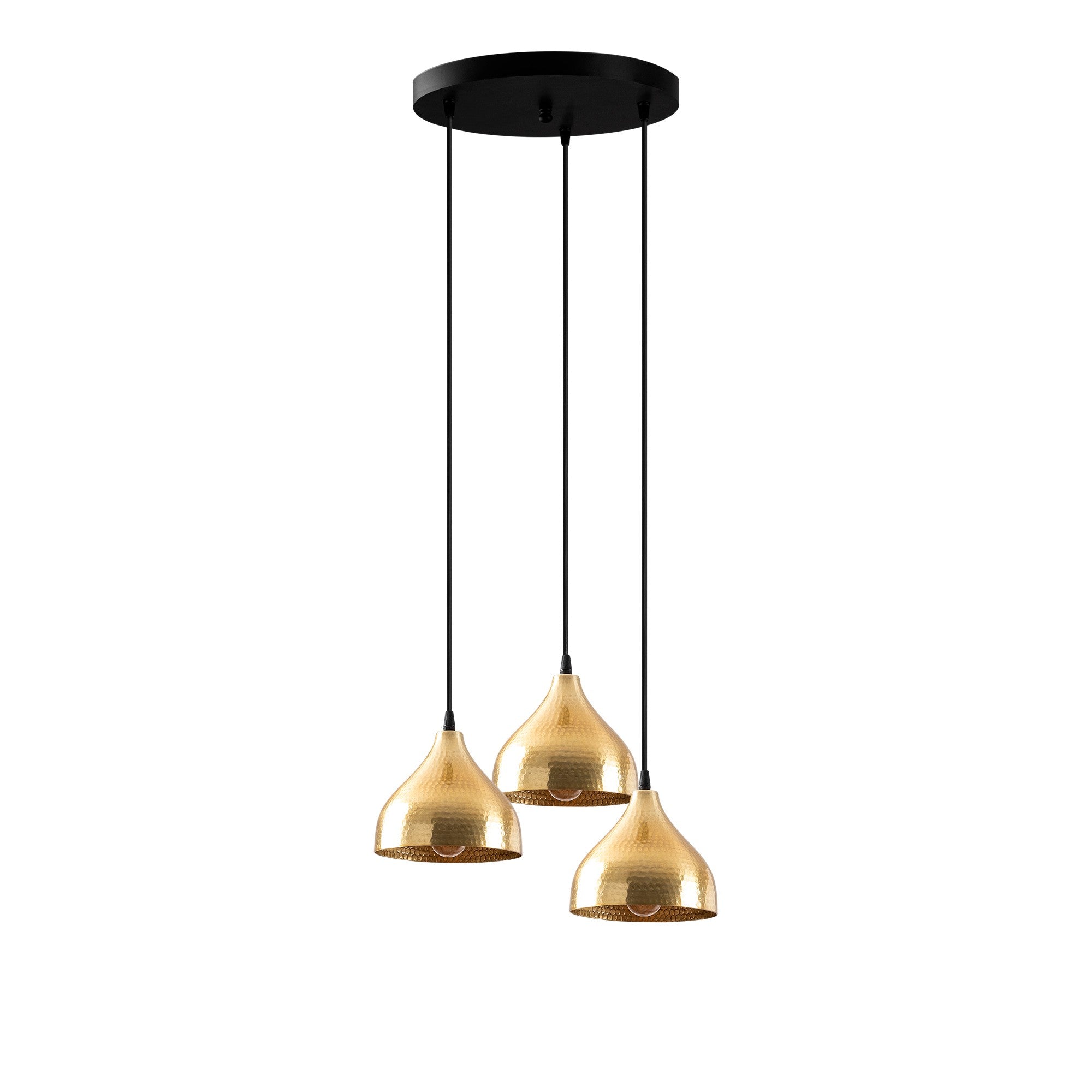 Candeeiro de Teto Dourado Elegante, 42 x 42 cm, Altura 114 cm | Ajustável, 3 x E27 Máx. 40 W | Design Escandinavo Glamouroso Moderno para Interiores Elegantes