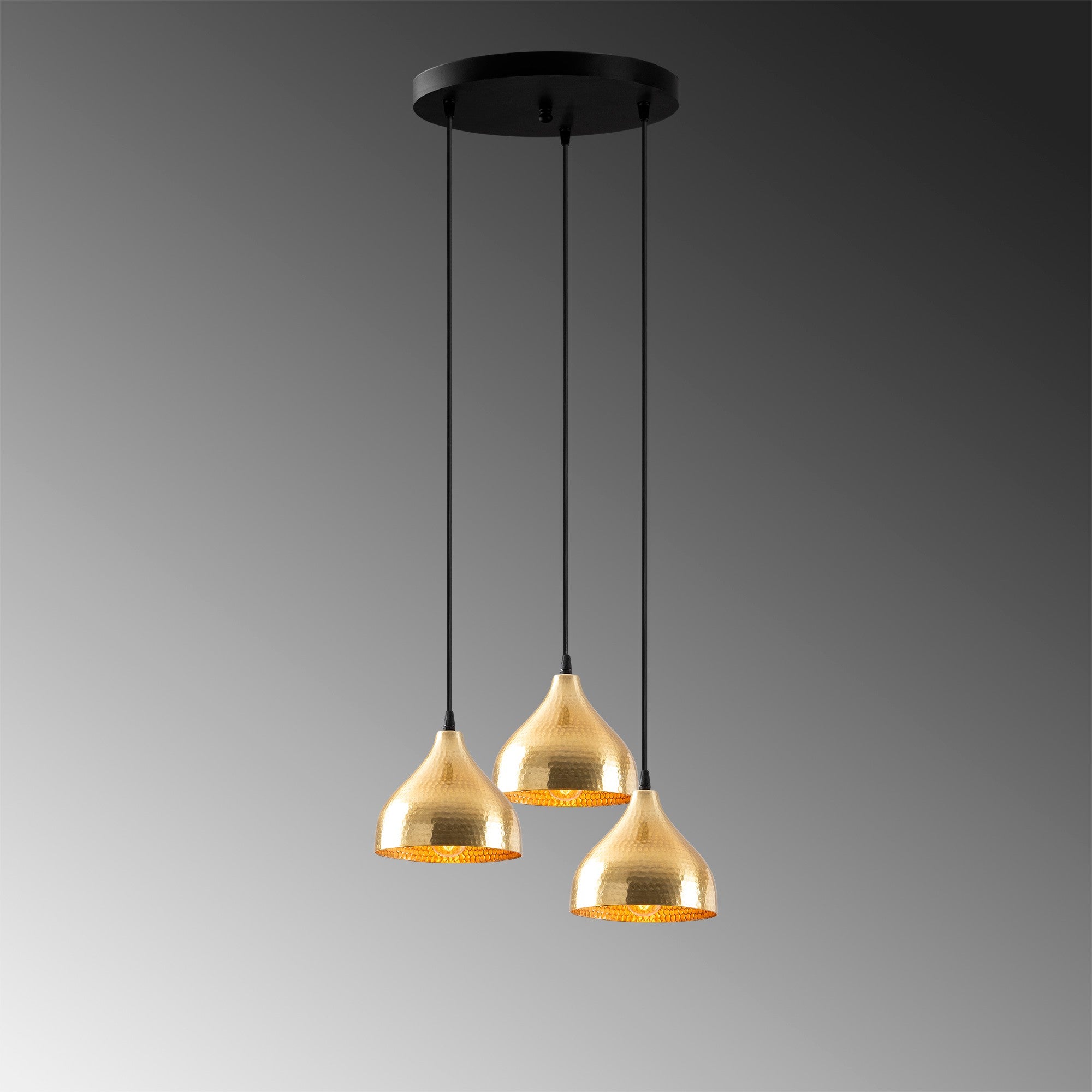 Candeeiro de Teto Dourado Elegante, 42 x 42 cm, Altura 114 cm | Ajustável, 3 x E27 Máx. 40 W | Design Escandinavo Glamouroso Moderno para Interiores Elegantes