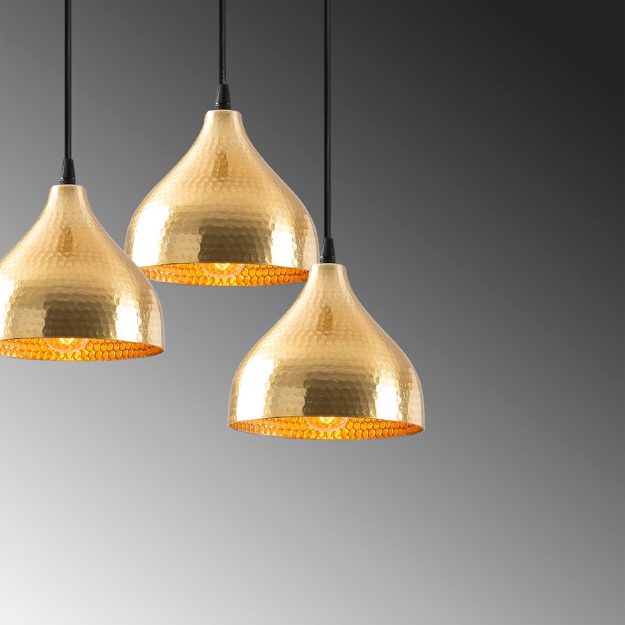 Candeeiro de Teto Dourado Elegante, 42 x 42 cm, Altura 114 cm | Ajustável, 3 x E27 Máx. 40 W | Design Escandinavo Glamouroso Moderno para Interiores Elegantes