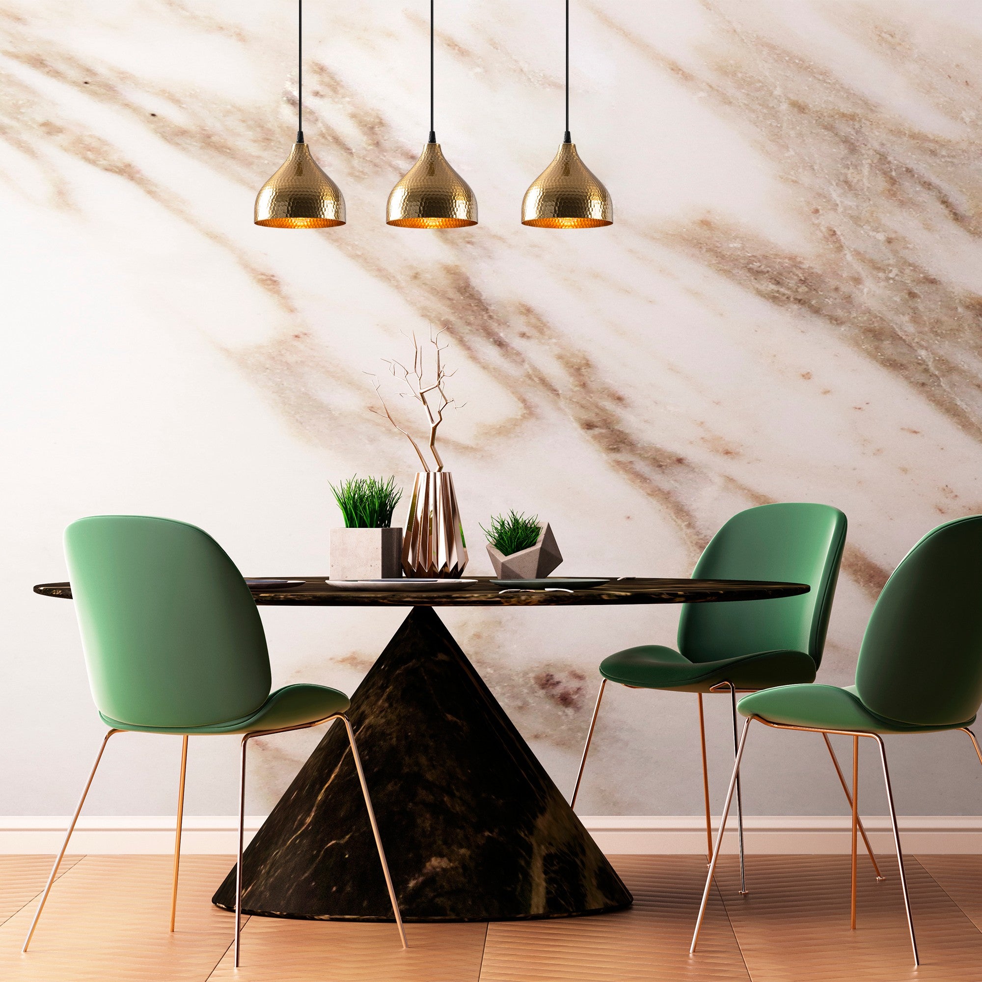 Lustre Vintage Elegante, Corpo em Metal, 68 x 18 cm, Altura 114 cm | Ajustável, 3 x E27 máx. 40 W | Design Escandinavo Moderno e Glamouroso para Decoração de Casa