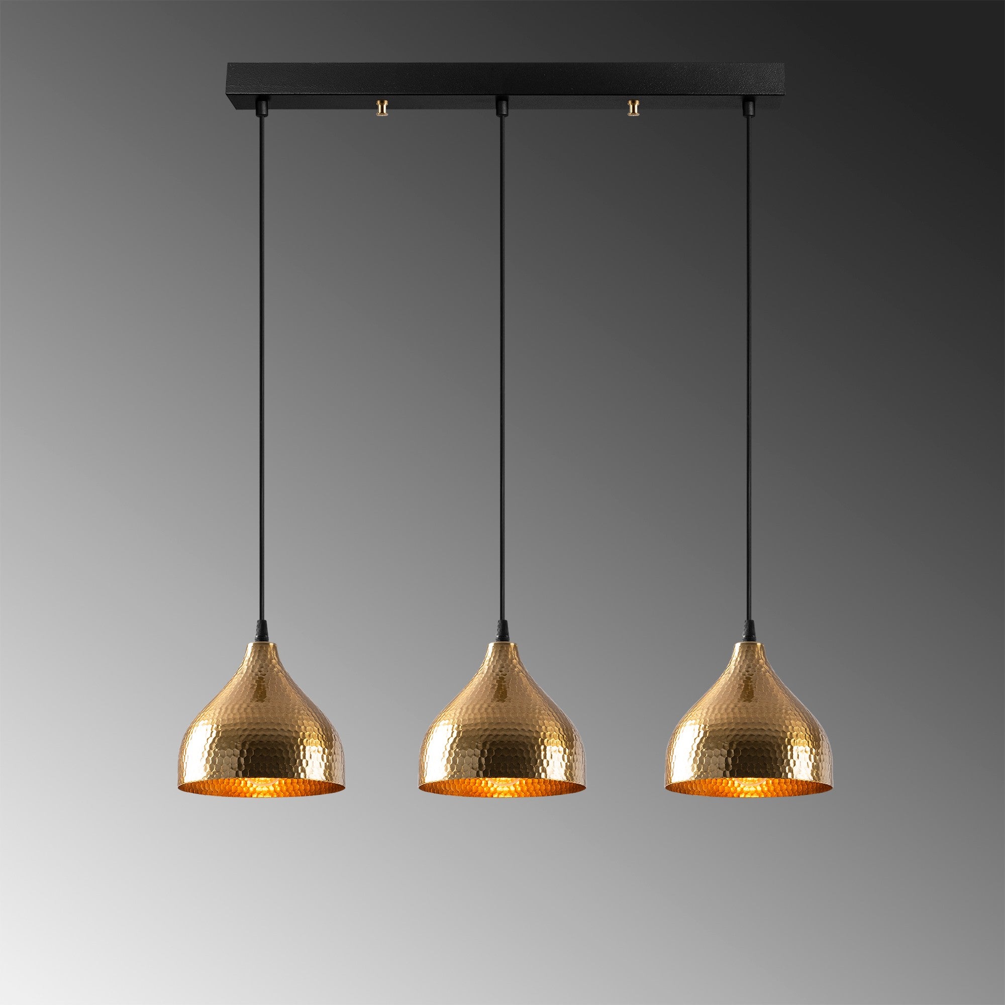 Lustre Vintage Elegante, Corpo em Metal, 68 x 18 cm, Altura 114 cm | Ajustável, 3 x E27 máx. 40 W | Design Escandinavo Moderno e Glamouroso para Decoração de Casa