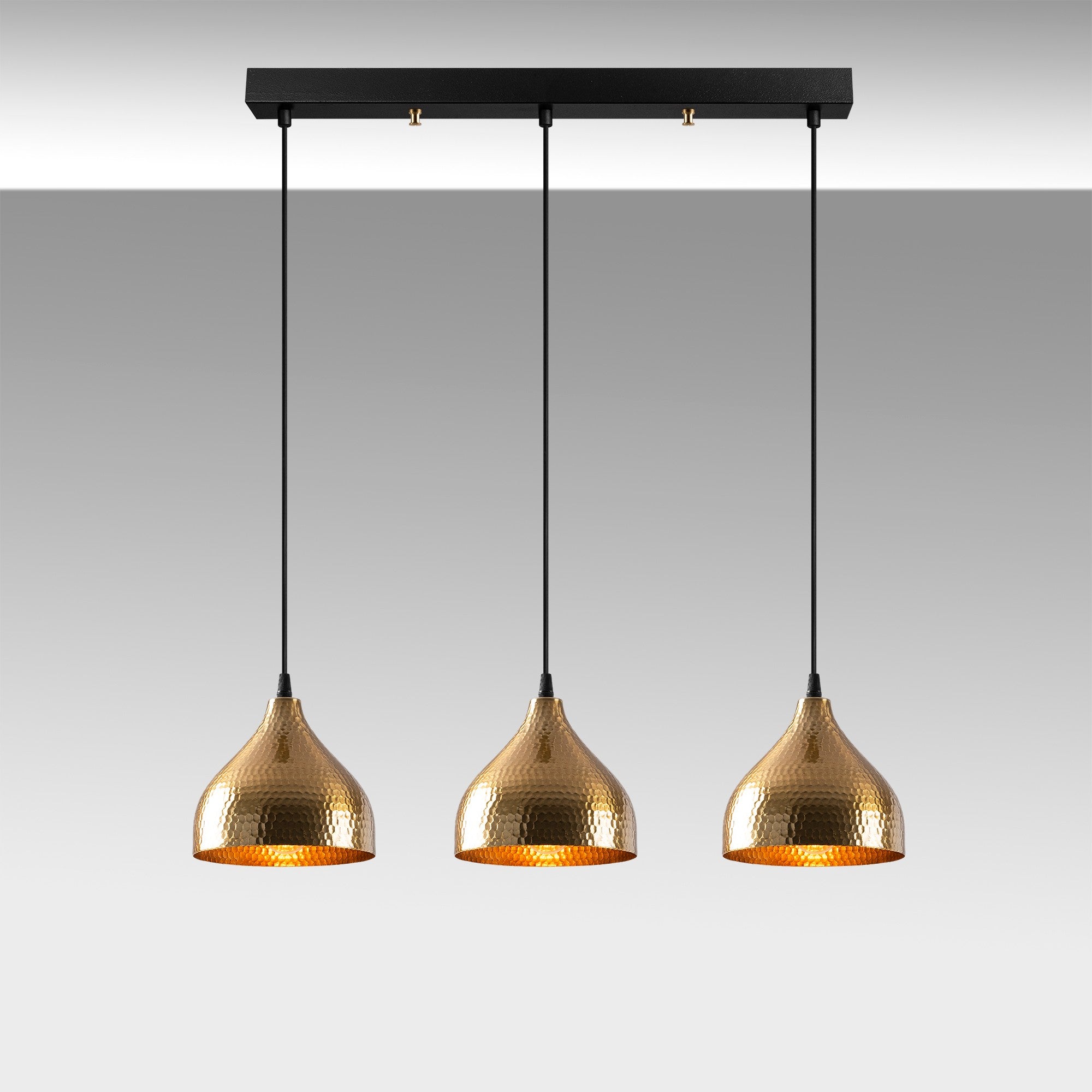 Lustre Vintage Elegante, Corpo em Metal, 68 x 18 cm, Altura 114 cm | Ajustável, 3 x E27 máx. 40 W | Design Escandinavo Moderno e Glamouroso para Decoração de Casa