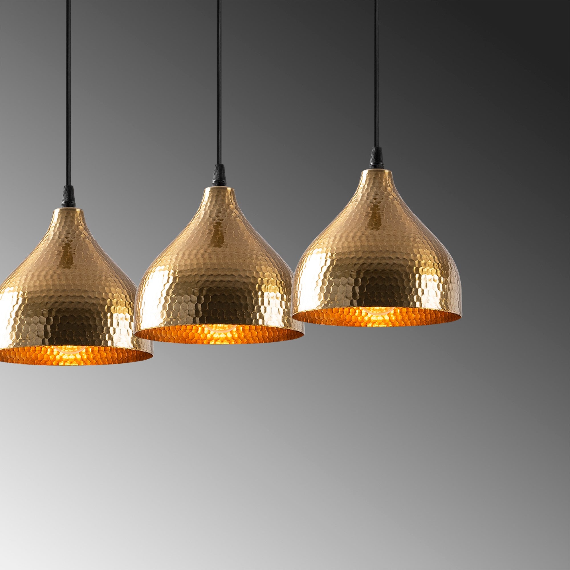 Lustre Vintage Elegante, Corpo em Metal, 68 x 18 cm, Altura 114 cm | Ajustável, 3 x E27 máx. 40 W | Design Escandinavo Moderno e Glamouroso para Decoração de Casa