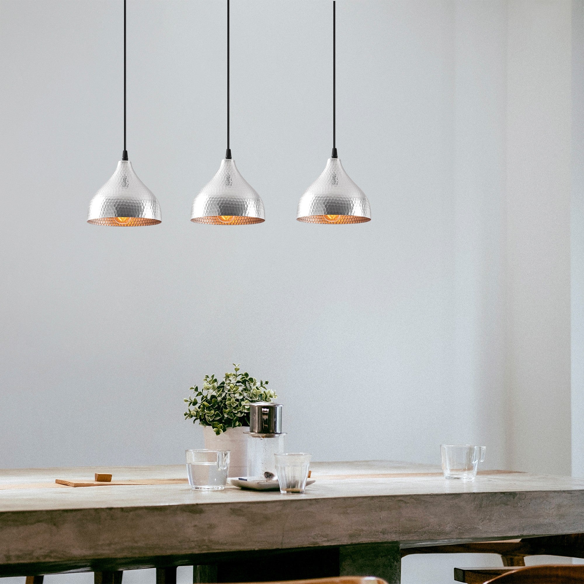 Candeeiro de Teto – 68 x 18 cm – Prateado – Metal