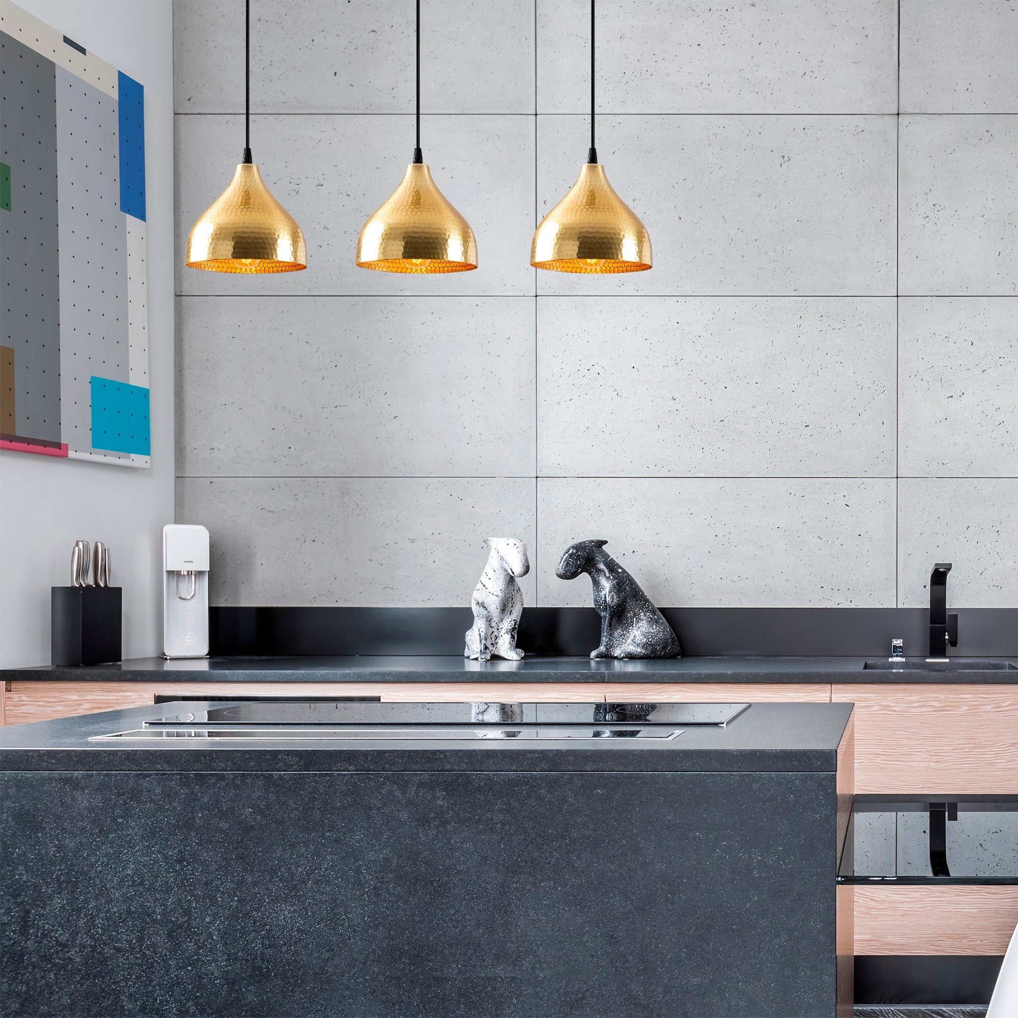 Candeeiro de Teto – 68 x 18 cm – Dourado – Metal