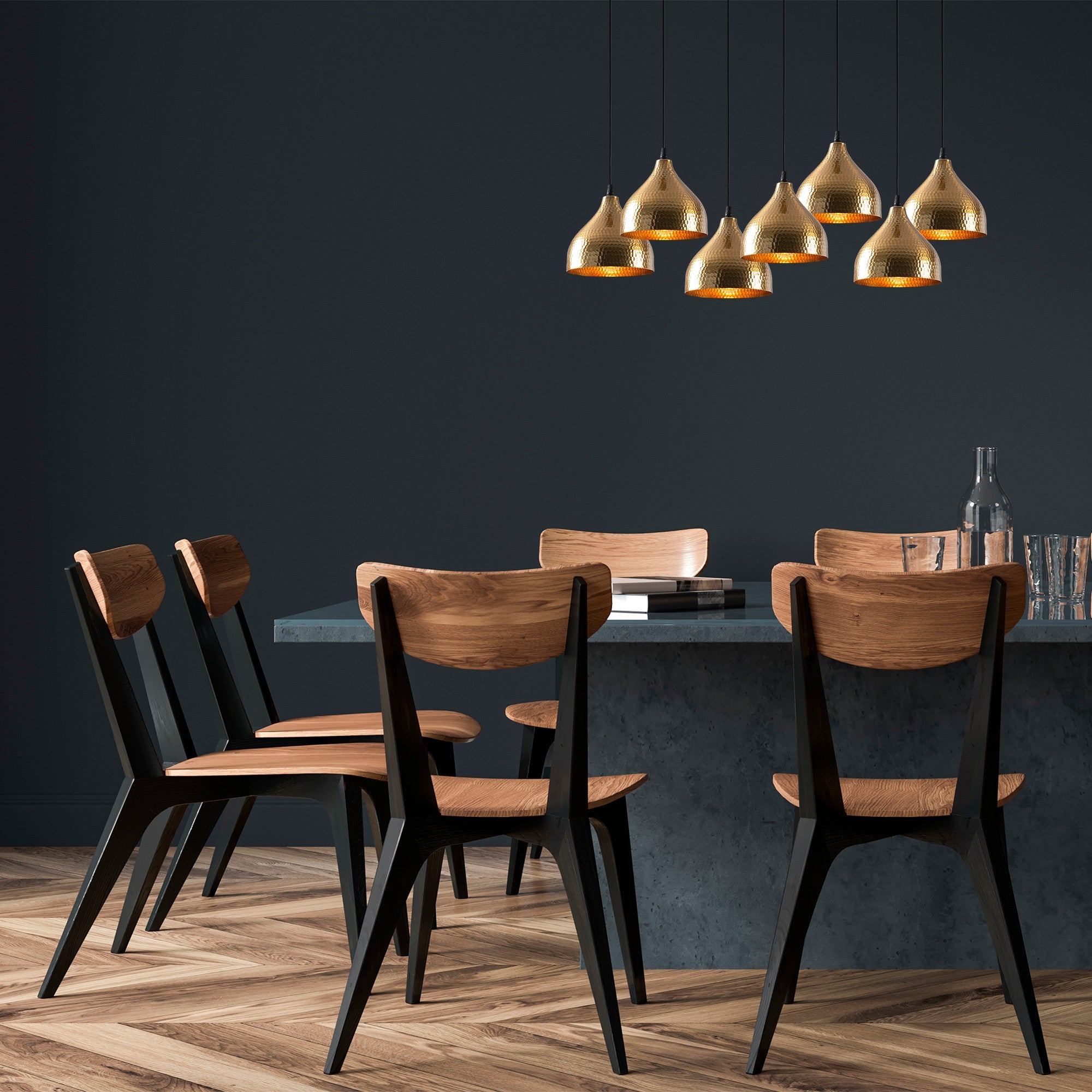 Lustre Vintage Elegante, Corpo em Metal, 88 x 40 cm, Altura 114 cm | Ajustável, 7 x E27 Máx. 40 W | Design Escandinavo Moderno e Glamouroso para Decoração de Casa