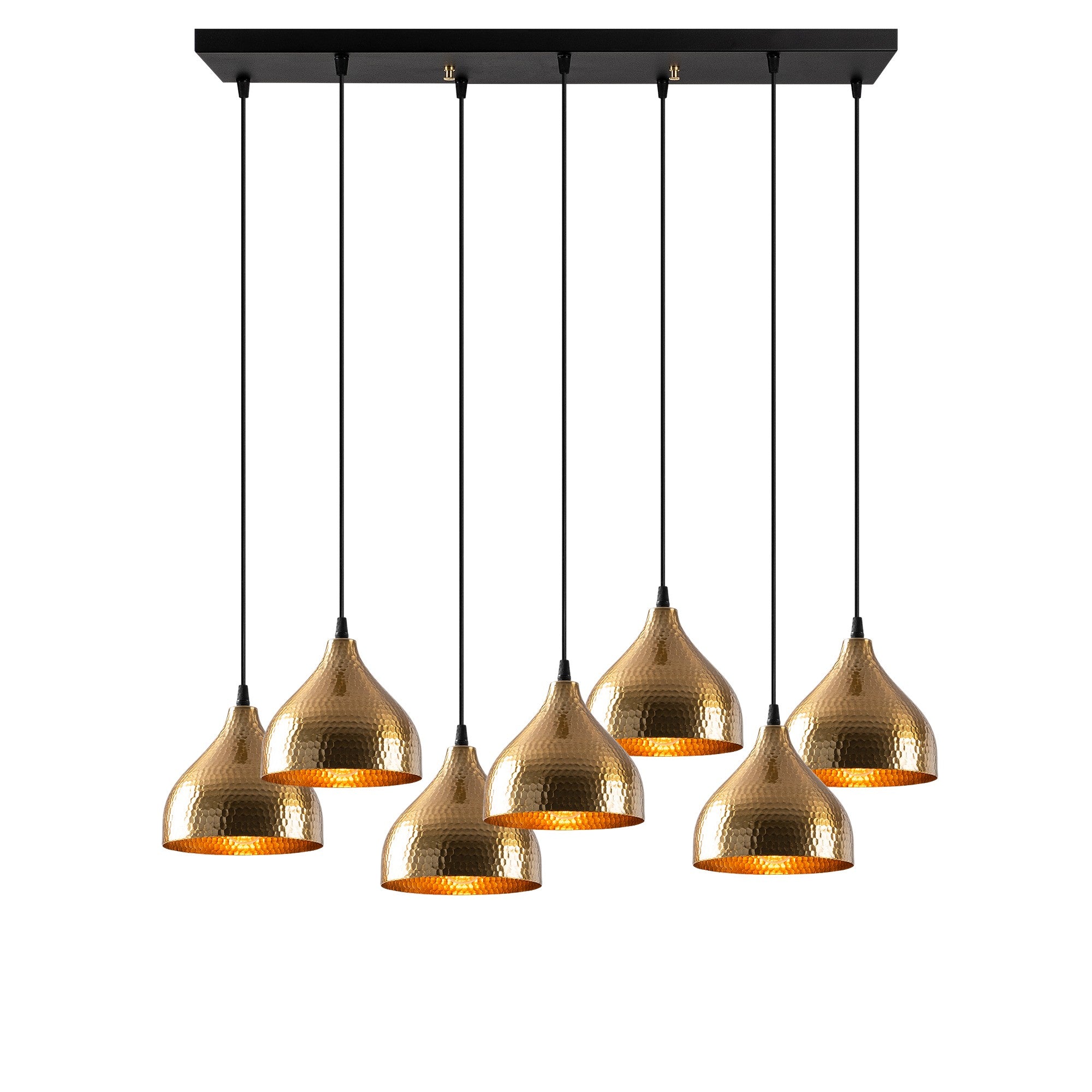 Lustre Vintage Elegante, Corpo em Metal, 88 x 40 cm, Altura 114 cm | Ajustável, 7 x E27 Máx. 40 W | Design Escandinavo Moderno e Glamouroso para Decoração de Casa