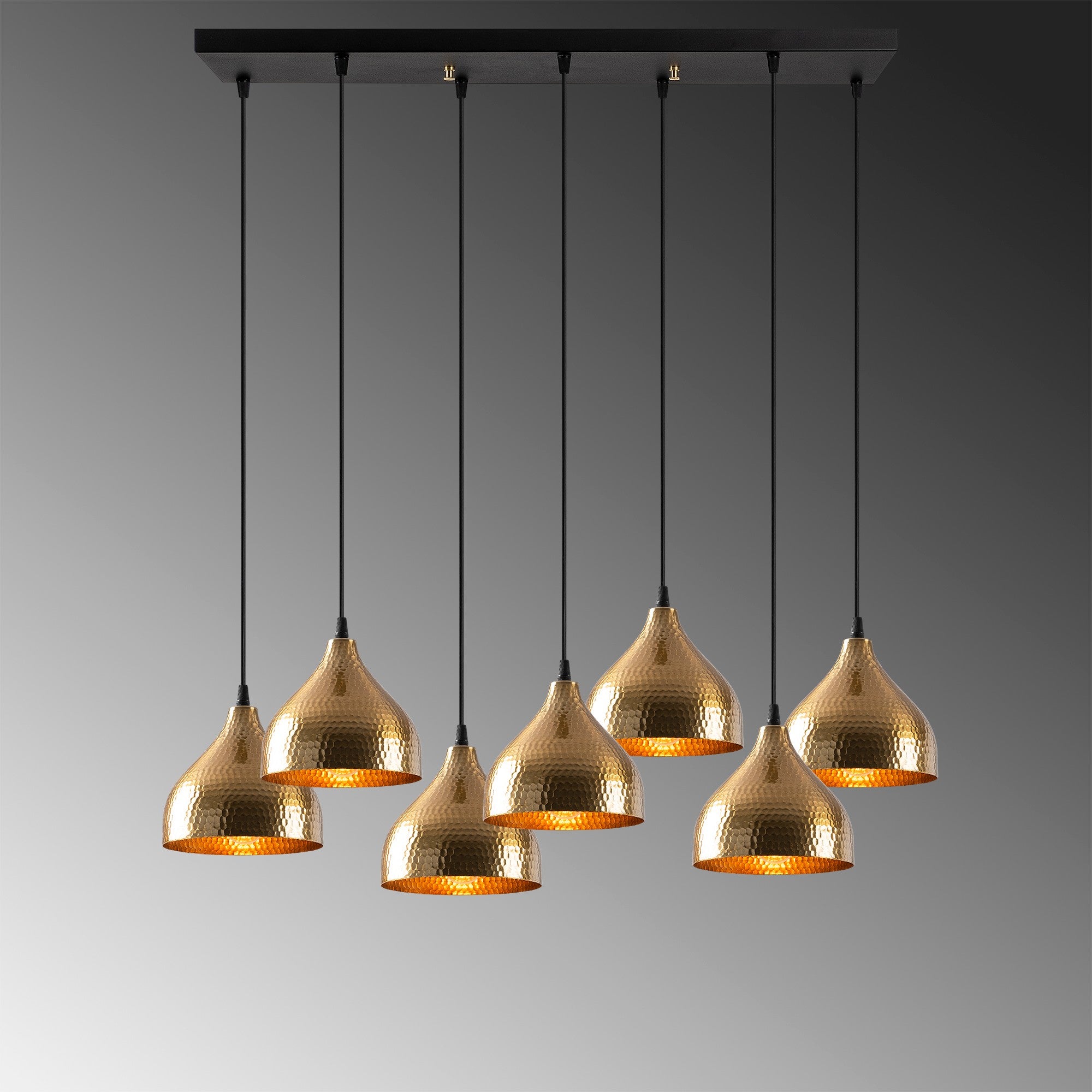 Lustre Vintage Elegante, Corpo em Metal, 88 x 40 cm, Altura 114 cm | Ajustável, 7 x E27 Máx. 40 W | Design Escandinavo Moderno e Glamouroso para Decoração de Casa