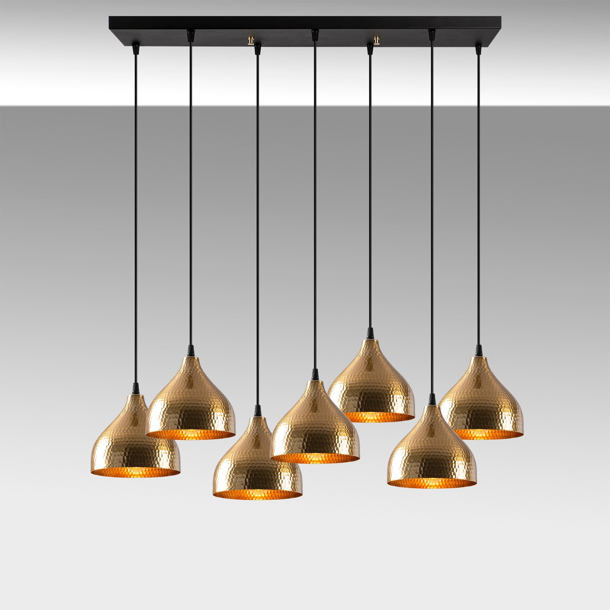 Lustre Vintage Elegante, Corpo em Metal, 88 x 40 cm, Altura 114 cm | Ajustável, 7 x E27 Máx. 40 W | Design Escandinavo Moderno e Glamouroso para Decoração de Casa