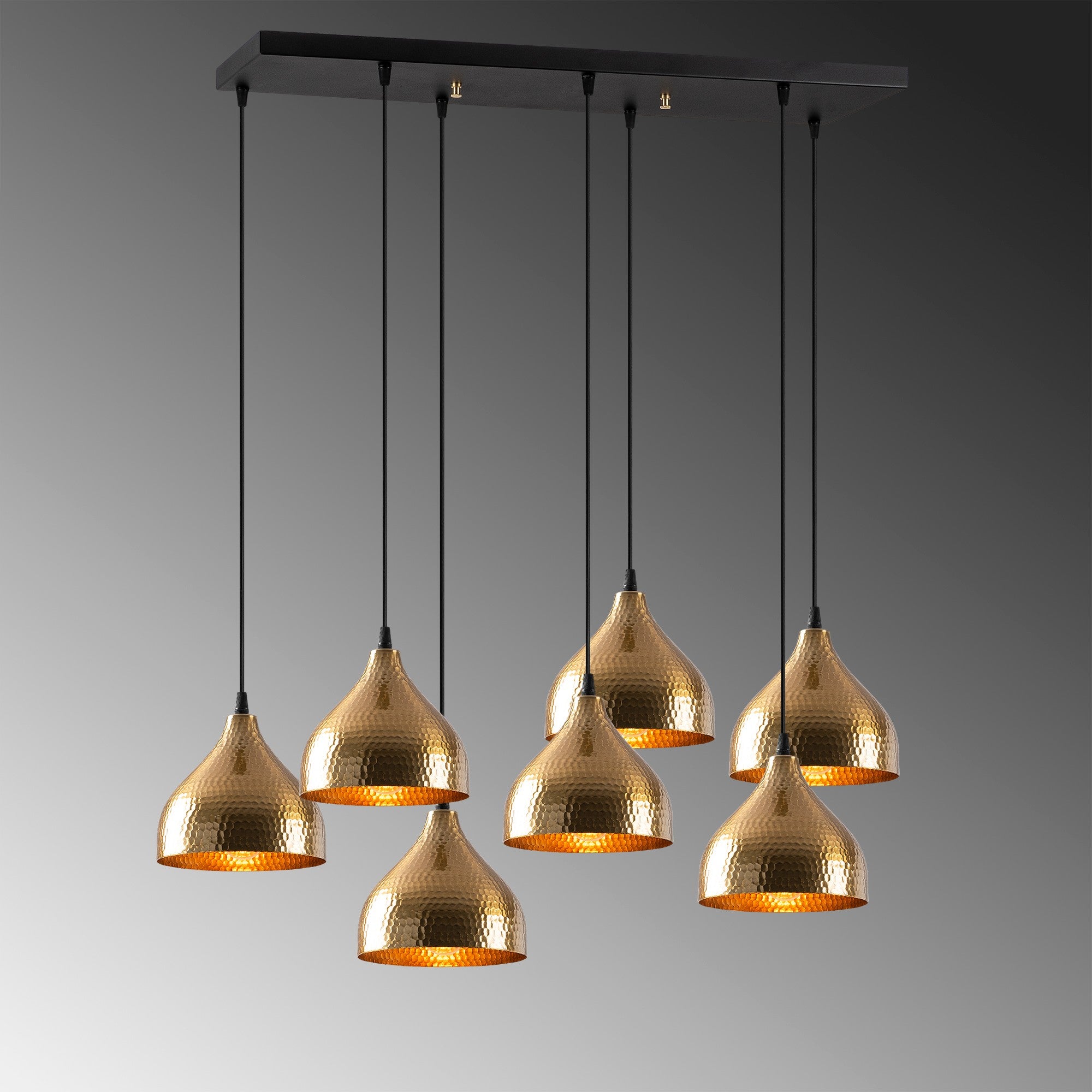 Lustre Vintage Elegante, Corpo em Metal, 88 x 40 cm, Altura 114 cm | Ajustável, 7 x E27 Máx. 40 W | Design Escandinavo Moderno e Glamouroso para Decoração de Casa