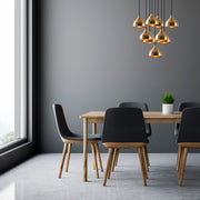 Candeeiro de Teto Vintage Elegante, Corpo em Metal, 63 x 63 cm, Altura 114 cm | Ajustável, 9 Soquetes E27, Design Escandinavo Moderno e Glamouroso | Perfeito para Decoração de Casa