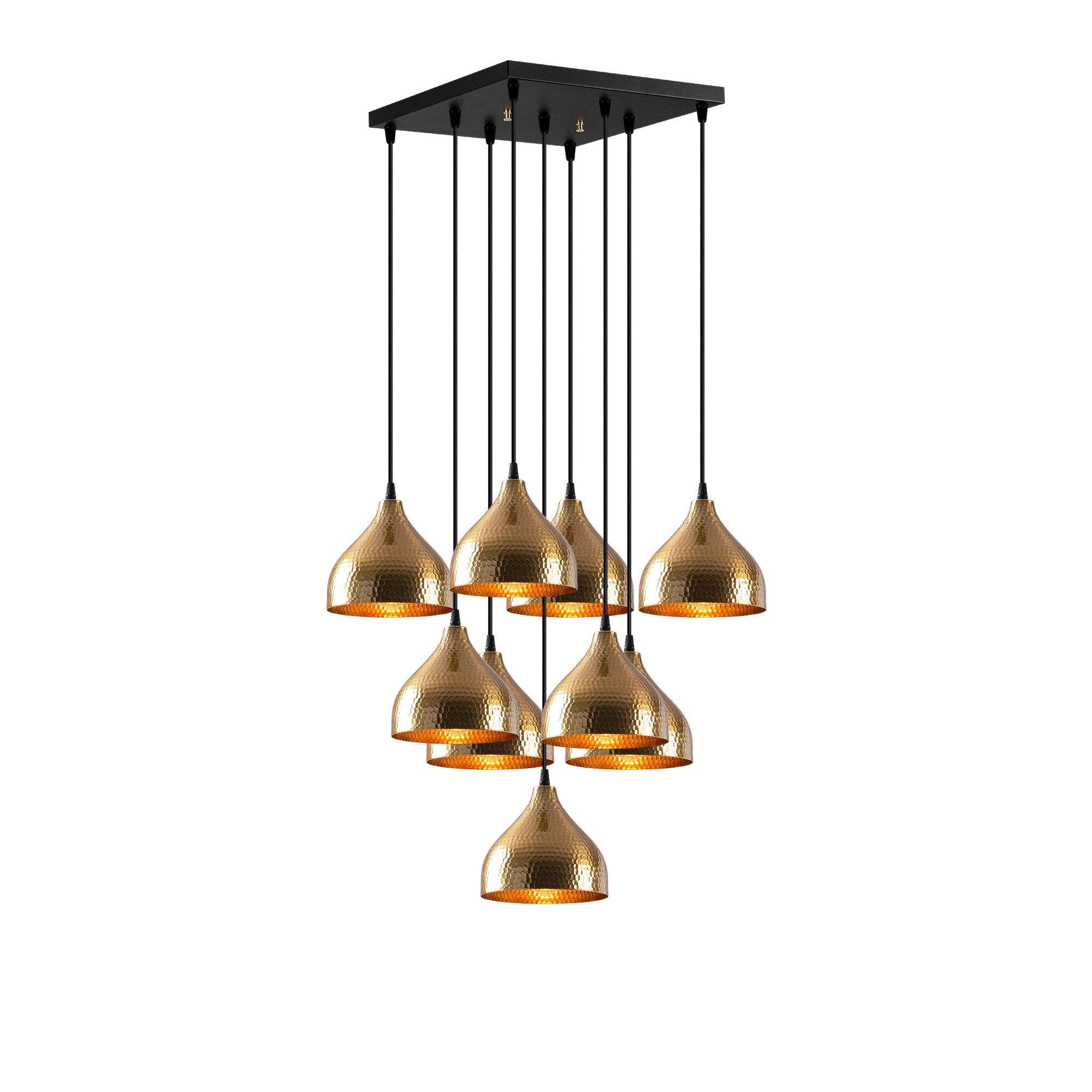 Candeeiro de Teto Vintage Elegante, Corpo em Metal, 63 x 63 cm, Altura 114 cm | Ajustável, 9 Soquetes E27, Design Escandinavo Moderno e Glamouroso | Perfeito para Decoração de Casa