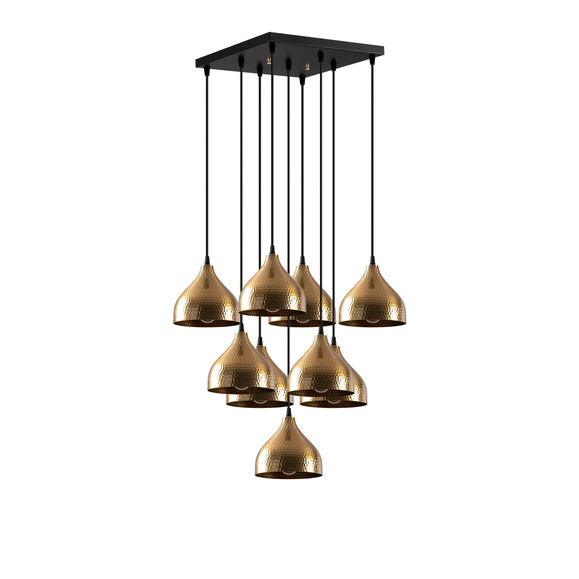 Candeeiro de Teto Vintage Elegante, Corpo em Metal, 63 x 63 cm, Altura 114 cm | Ajustável, 9 Soquetes E27, Design Escandinavo Moderno e Glamouroso | Perfeito para Decoração de Casa