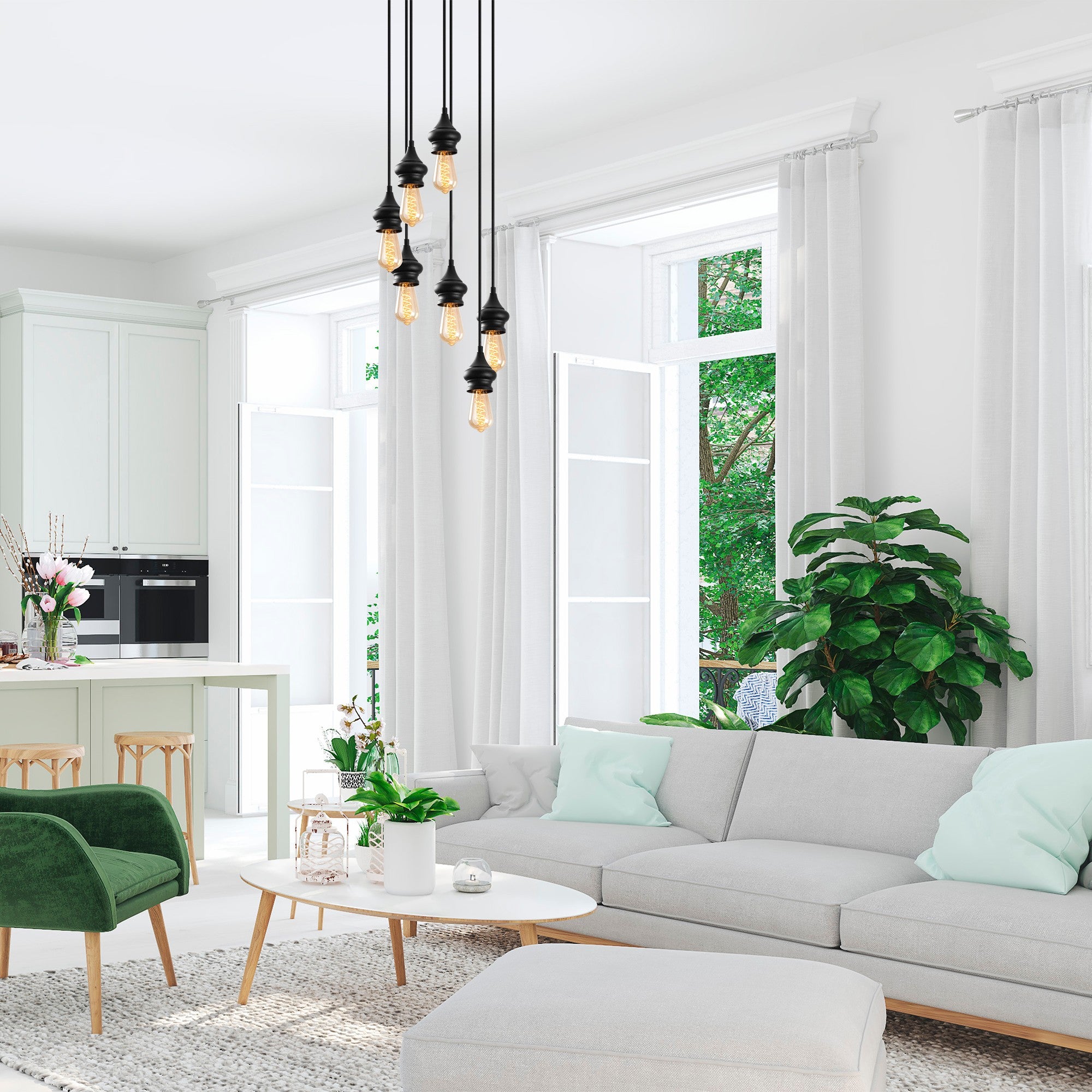 Candeeiro de Teto Industrial – 44 x 44 cm – Preto – Metal