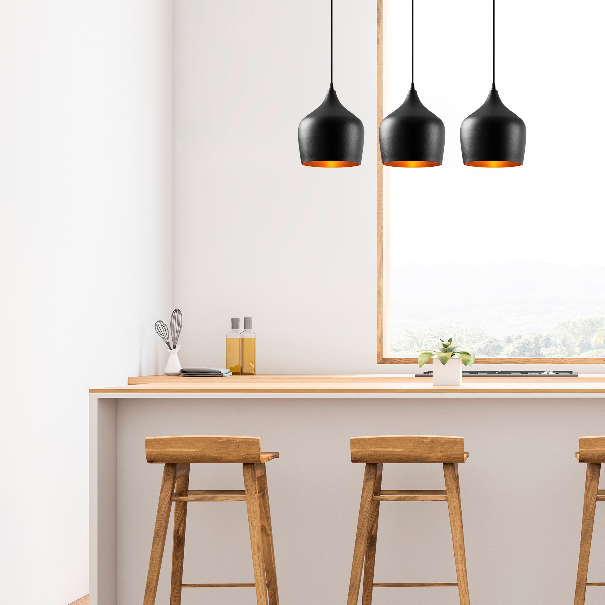 Candeeiro de Teto – 72 x 22 cm – Preto – Metal