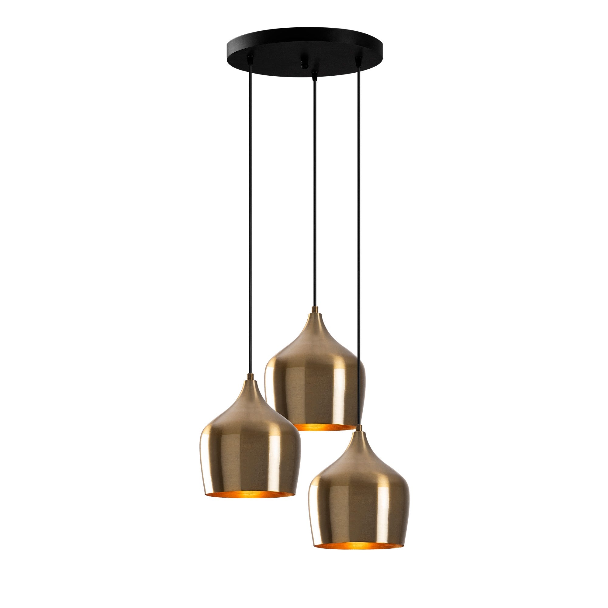 Lustre Vintage Elegante, Corpo em Metal, 46 x 46 cm, Altura 124 cm | Ajustável, 3 x E27 Máx. 40 W | Design Escandinavo Moderno e Glamouroso para Decoração de Casa