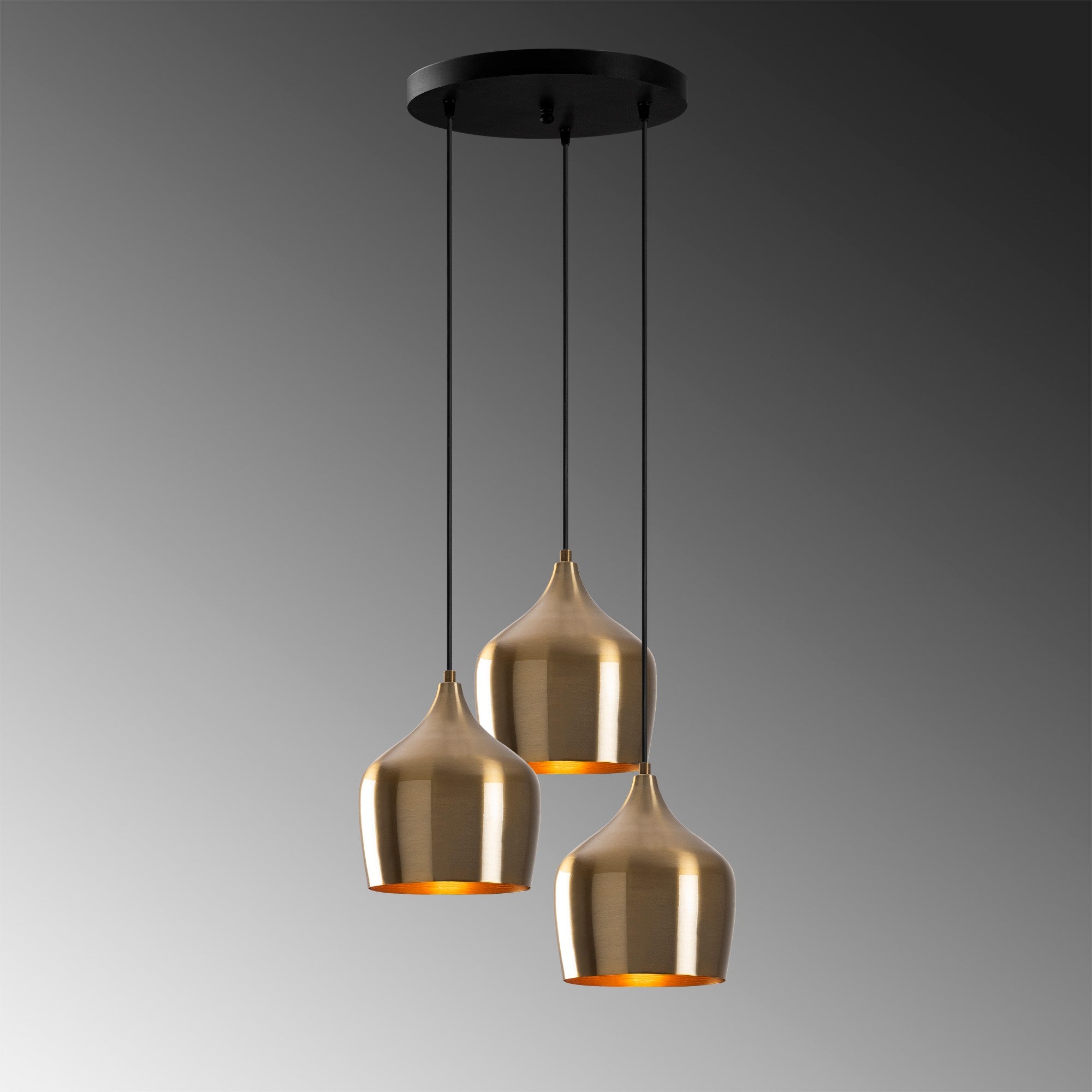 Lustre Vintage Elegante, Corpo em Metal, 46 x 46 cm, Altura 124 cm | Ajustável, 3 x E27 Máx. 40 W | Design Escandinavo Moderno e Glamouroso para Decoração de Casa