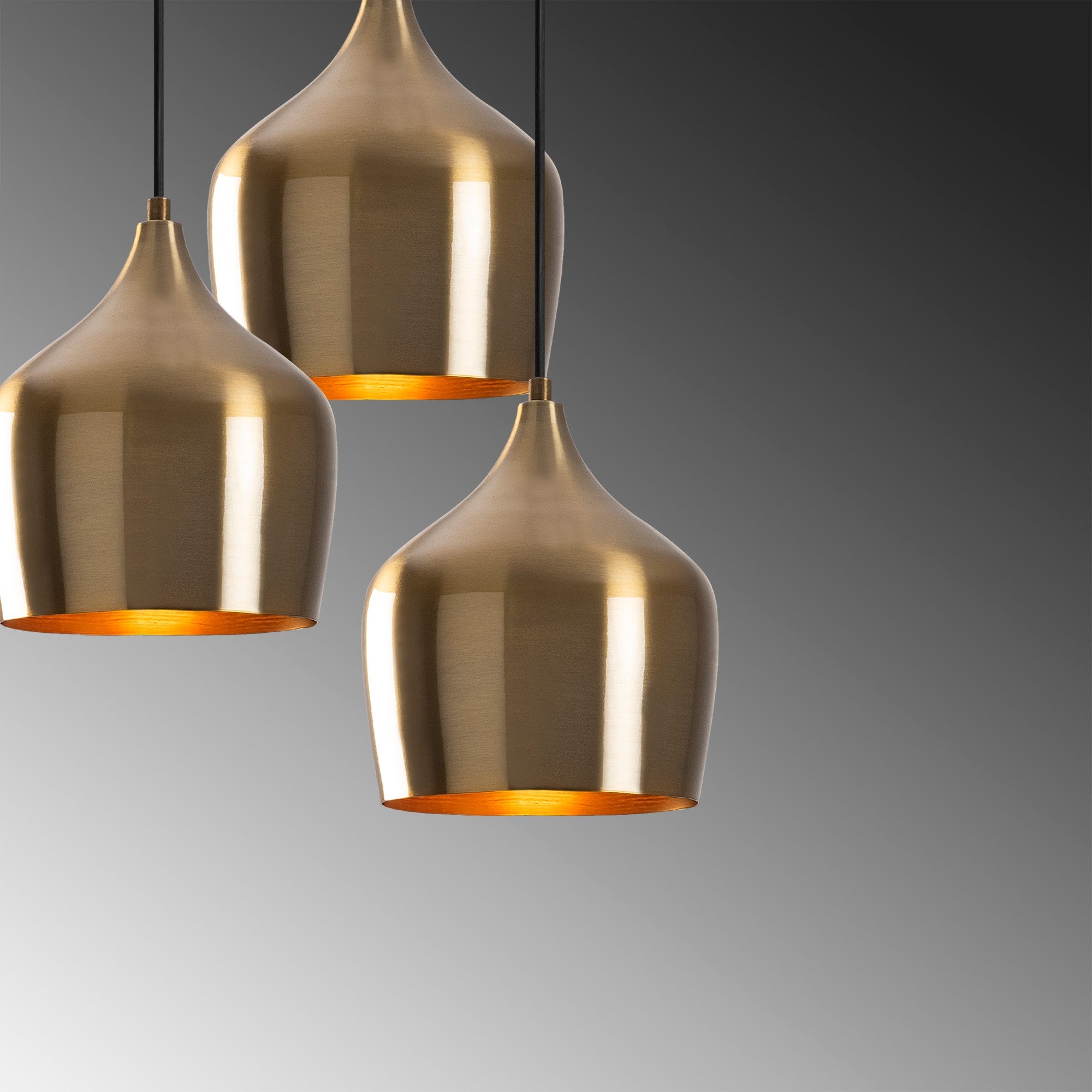 Lustre Vintage Elegante, Corpo em Metal, 46 x 46 cm, Altura 124 cm | Ajustável, 3 x E27 Máx. 40 W | Design Escandinavo Moderno e Glamouroso para Decoração de Casa