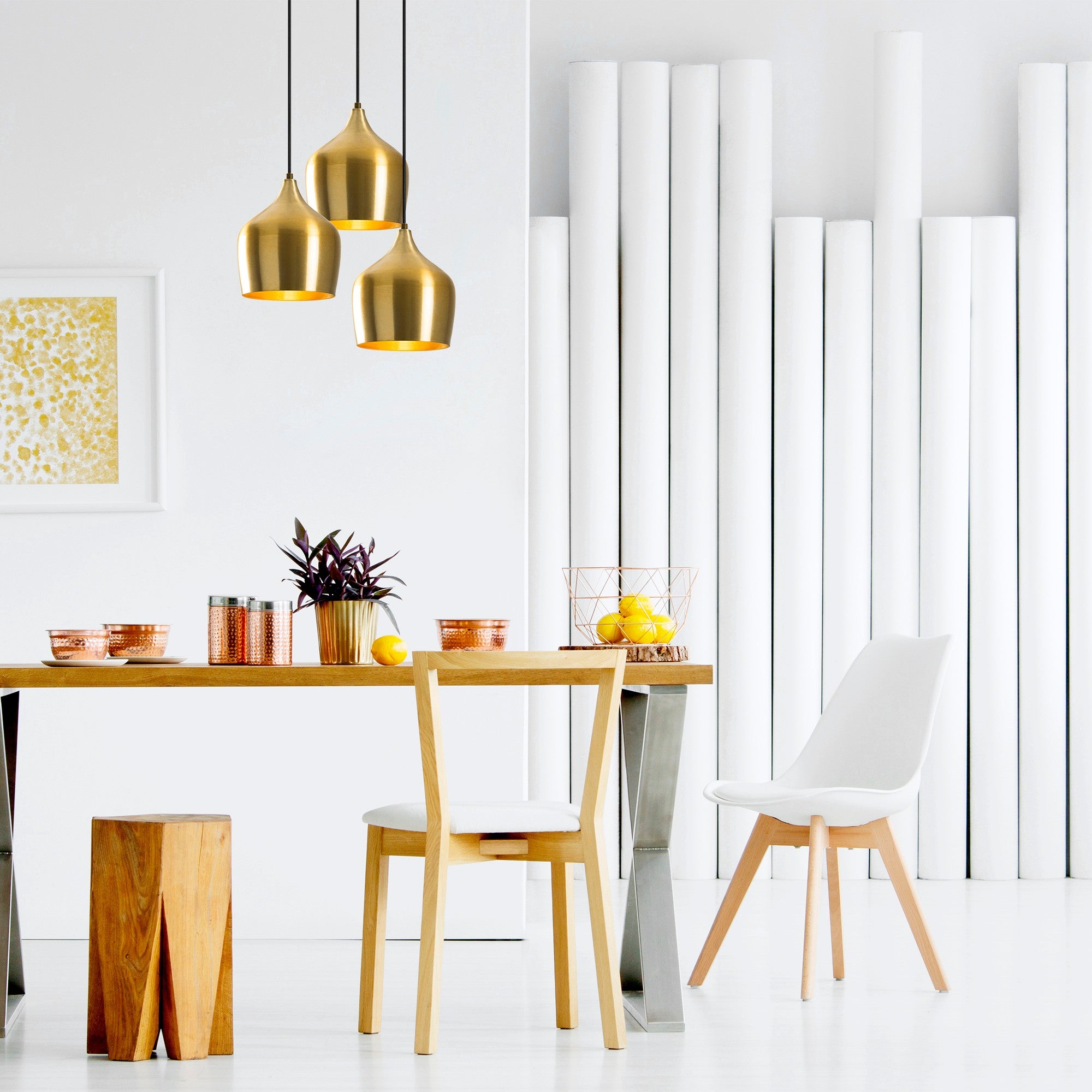 Candeeiro de Teto – 46 x 46 cm – Dourado – Metal