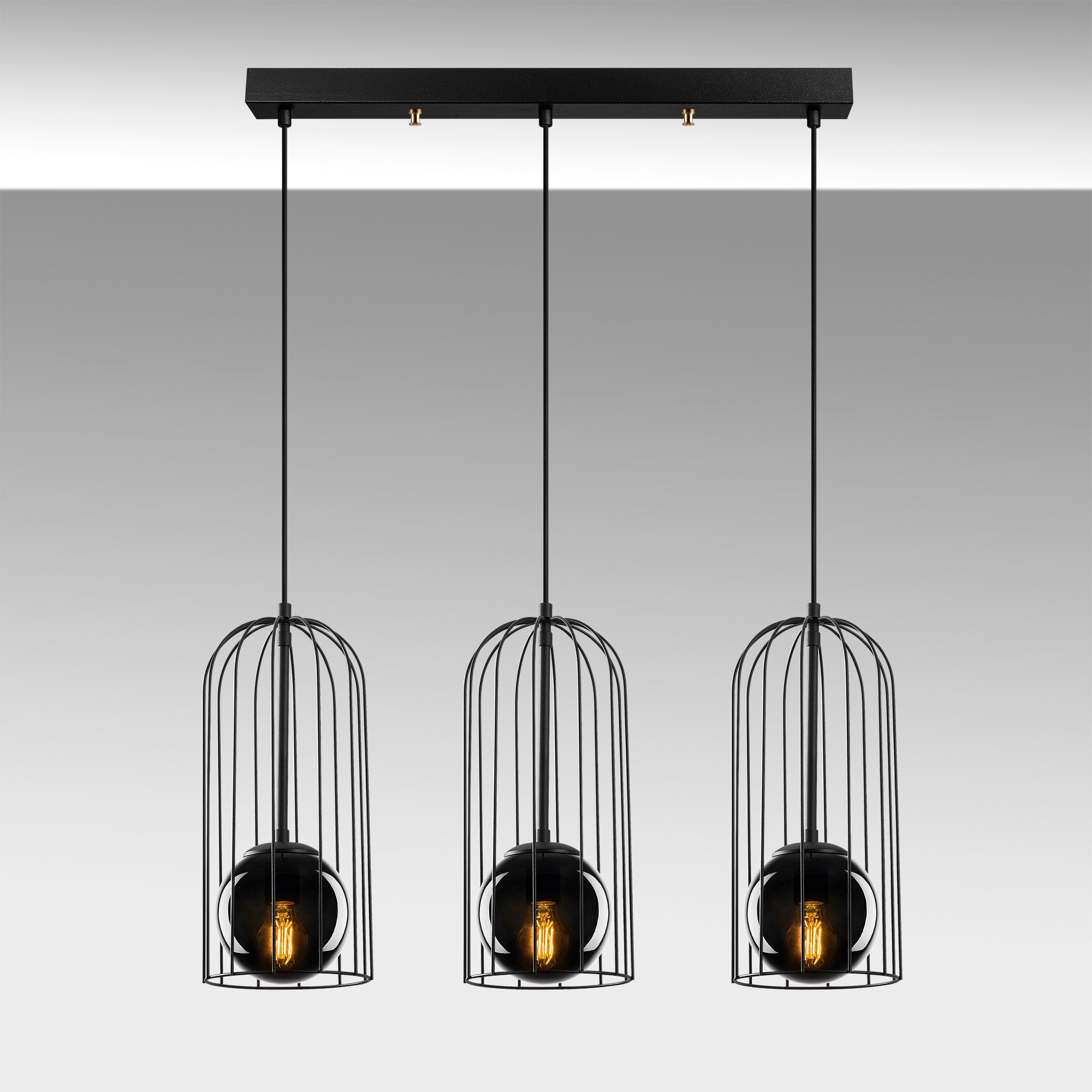 Candeeiro de Teto industrial moderno, corpo de metal preto, 67 x 15 cm, altura 139 cm, ajustável, 3 x E27 máx. 40 W, iluminação elegante para casa e escritório