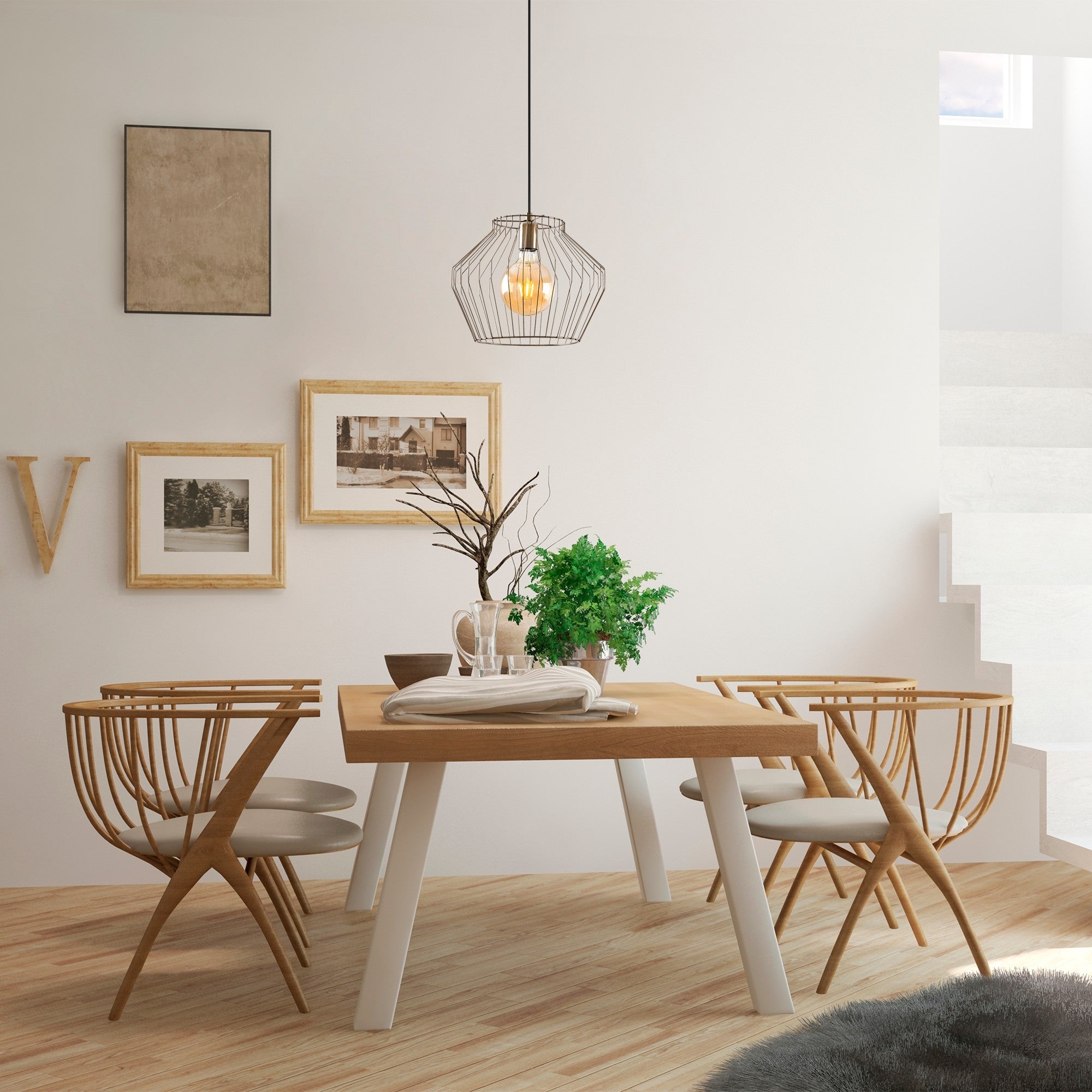 Lustre Vintage Moderno, Corpo de Metal, 35 x 35 cm, Altura 126 cm, Ajustável, Soquete E27, Design Elegante para Casa e Escritório | Classificação IP20