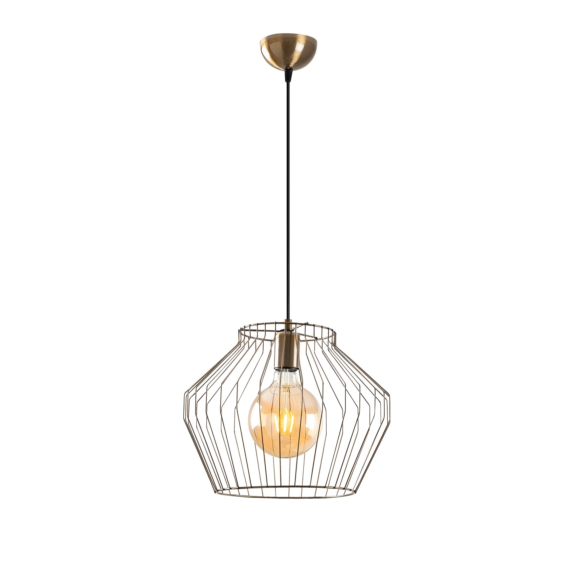 Lustre Vintage Moderno, Corpo de Metal, 35 x 35 cm, Altura 126 cm, Ajustável, Soquete E27, Design Elegante para Casa e Escritório | Classificação IP20