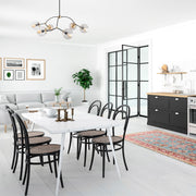 Candeeiro de Teto escandinavo, corpo de metal preto, 90 x 90 cm, altura: 69 cm, 6 x E27 máx. 40 W, elegante tampa de vidro, design moderno para residências e escritórios