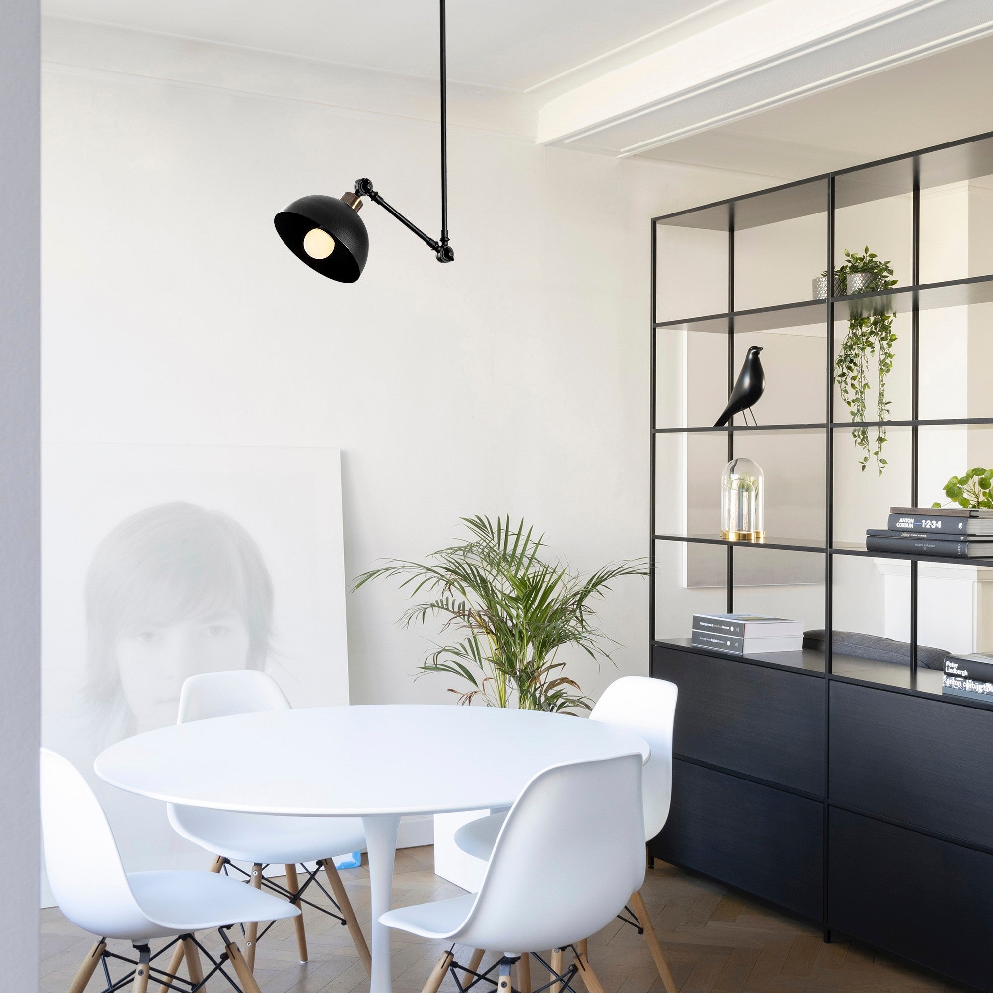 Candeeiro de Teto moderno preto, 42 x 42 cm, altura 98 cm | Corpo de metal, soquete E27, potência máxima de 40 W | Design industrial e escandinavo elegante para decoração de casa