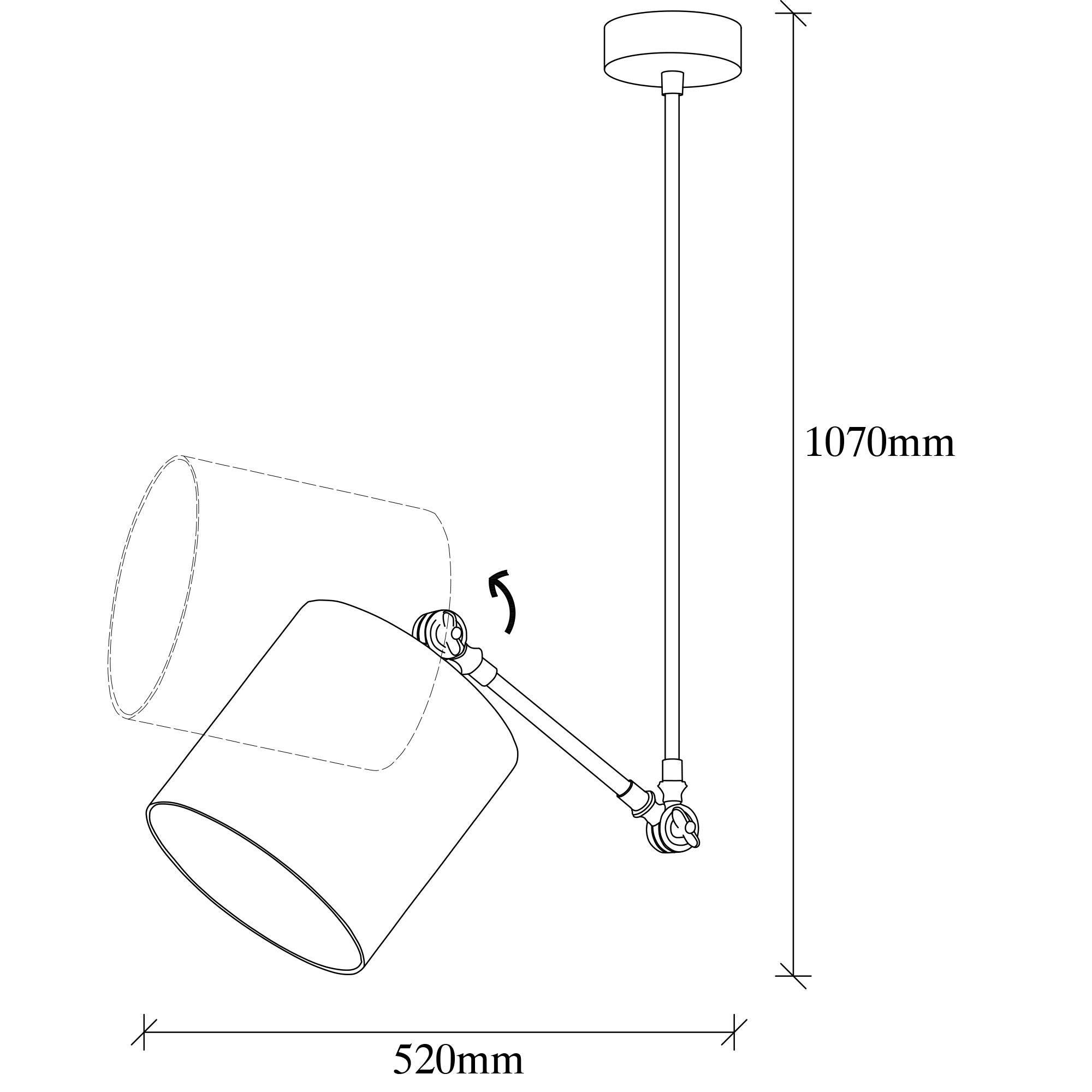 Candeeiro de Teto Industrial Moderno, Corpo em Metal Preto, 52 x 52 cm, Altura 107 cm, Soquete E27, Design Escandinavo Elegante para Iluminação Residencial e de Escritório