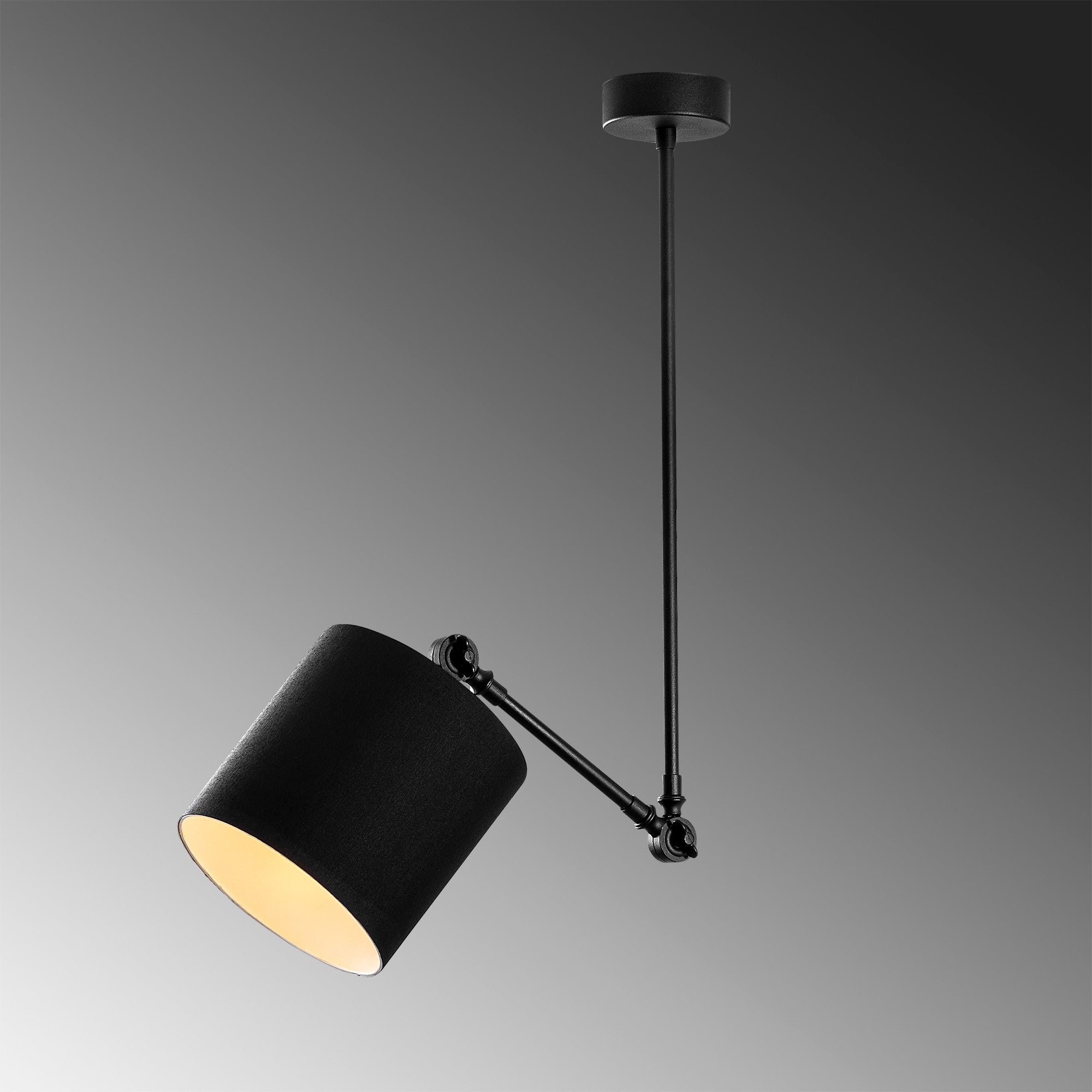 Candeeiro de Teto Industrial Moderno, Corpo em Metal Preto, 52 x 52 cm, Altura 107 cm, Soquete E27, Design Escandinavo Elegante para Iluminação Residencial e de Escritório