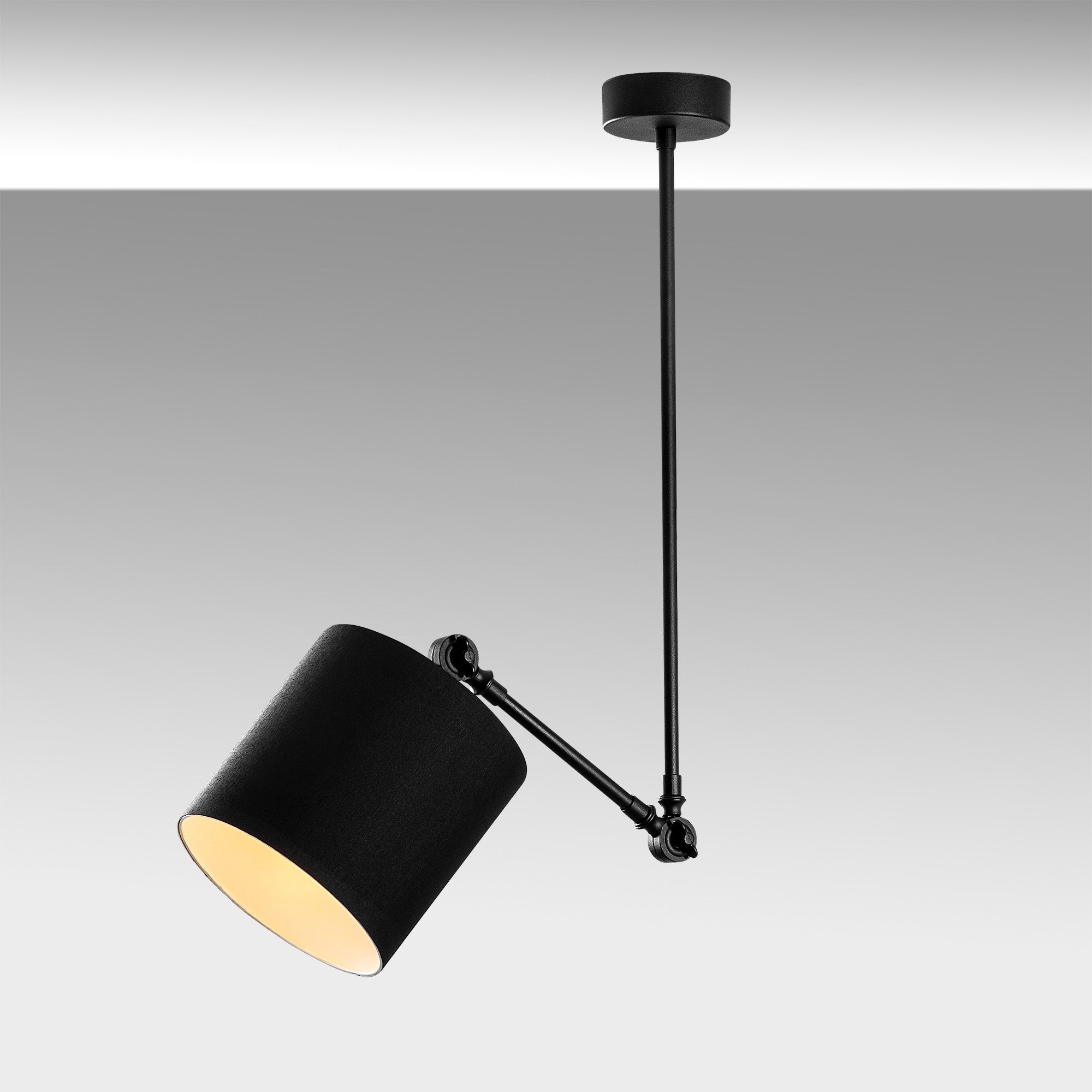 Candeeiro de Teto Industrial Moderno, Corpo em Metal Preto, 52 x 52 cm, Altura 107 cm, Soquete E27, Design Escandinavo Elegante para Iluminação Residencial e de Escritório