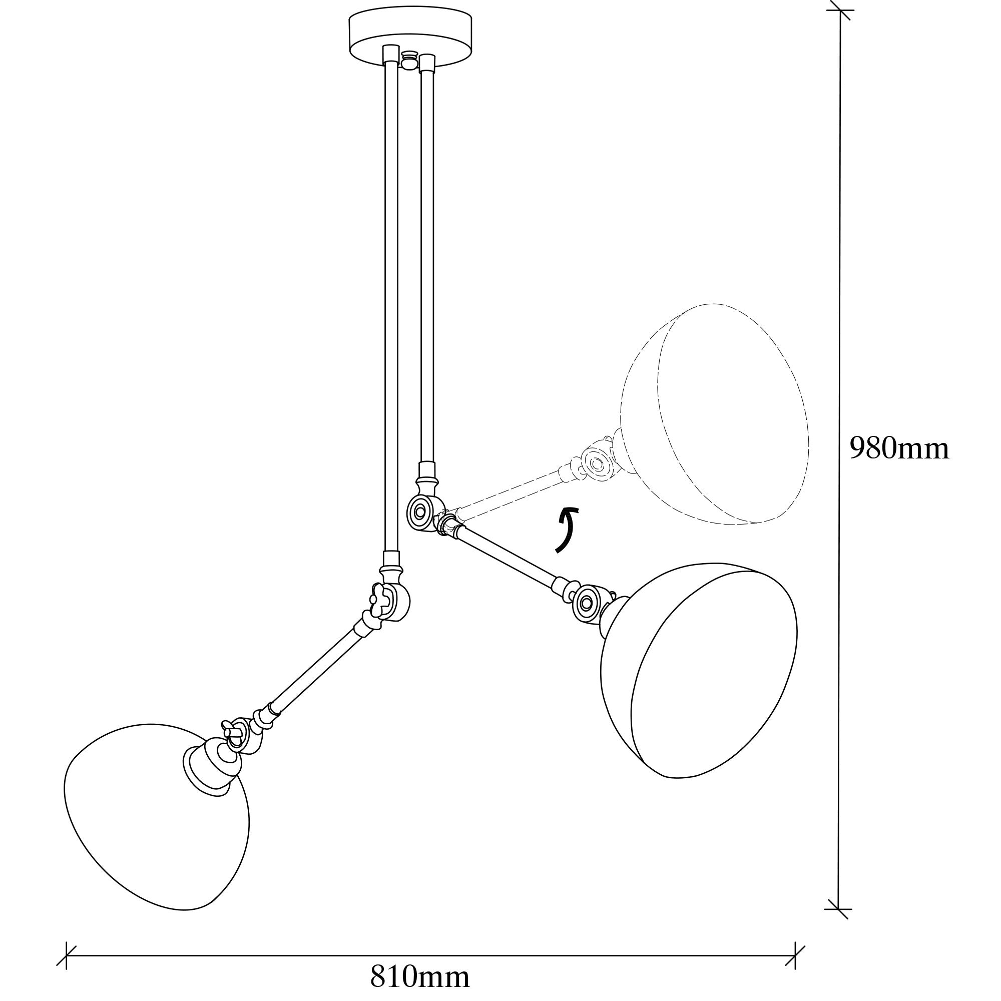 Candeeiro de Teto preto moderno, 81 x 81 cm, altura 98 cm | Corpo de metal, 2 x E27 máx. 40 W | Design industrial e escandinavo elegante para decoração de casa