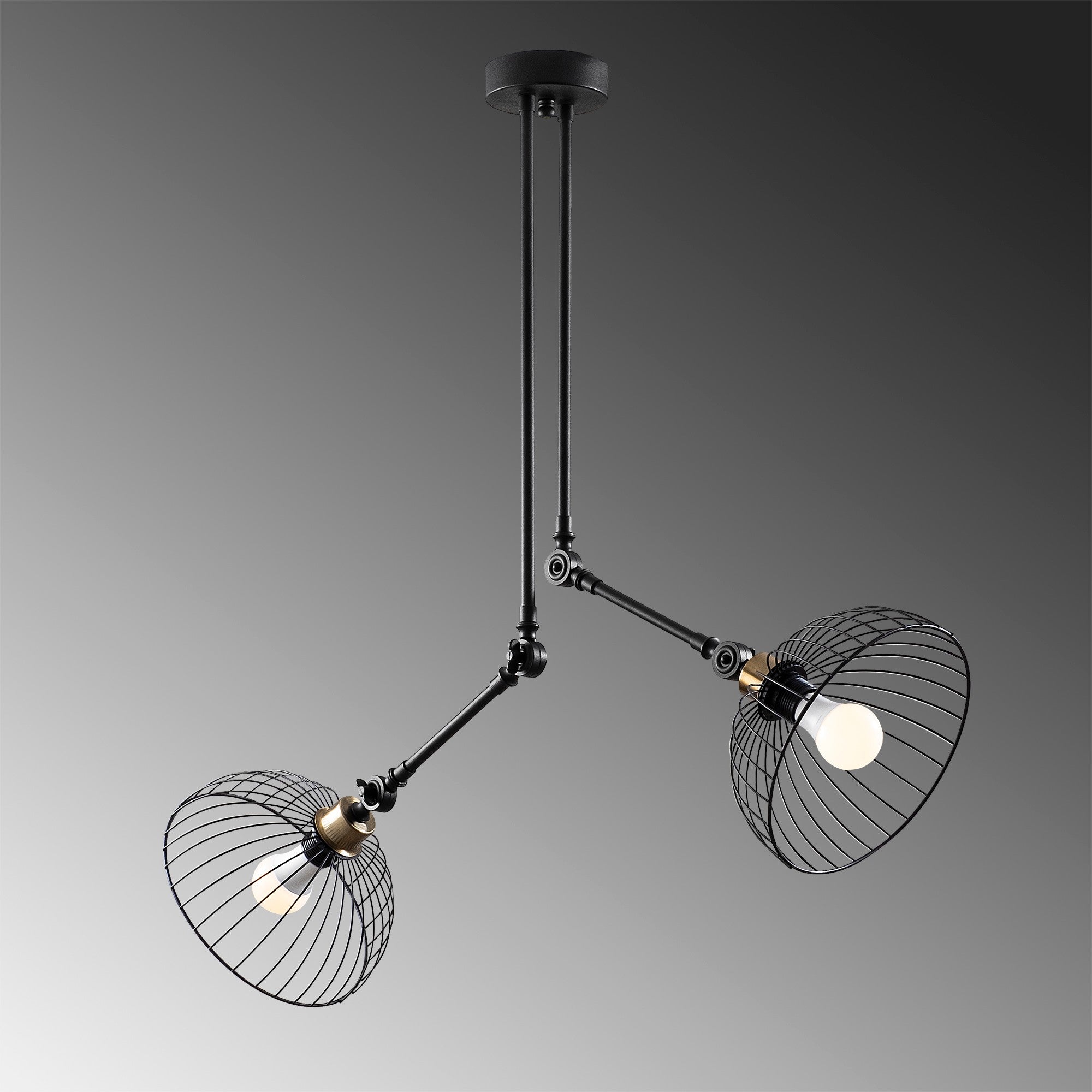 Candeeiro de Teto Industrial Preto, 83 x 83 cm, Altura 98 cm | Corpo de Metal, 2 x E27 máx. 40 W | Design Moderno de Cor Sólida para Decoração Elegante