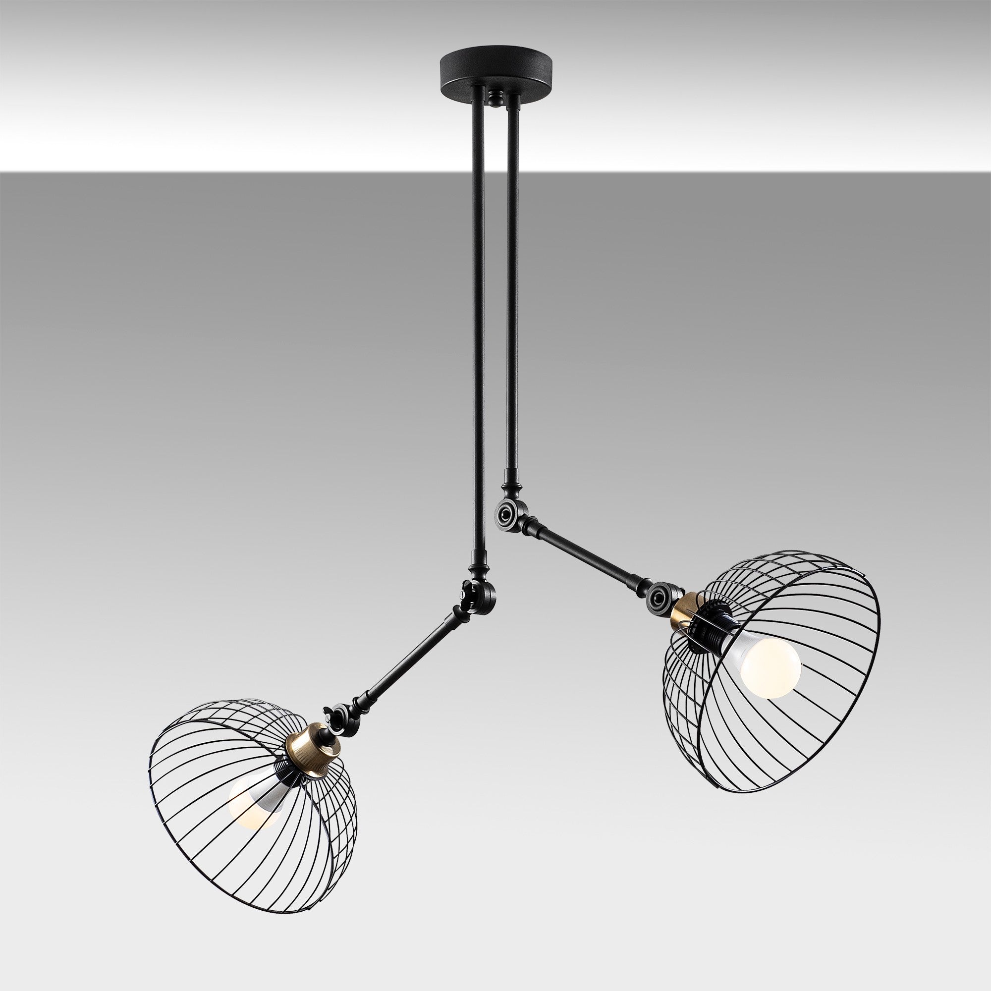 Candeeiro de Teto Industrial Preto, 83 x 83 cm, Altura 98 cm | Corpo de Metal, 2 x E27 máx. 40 W | Design Moderno de Cor Sólida para Decoração Elegante