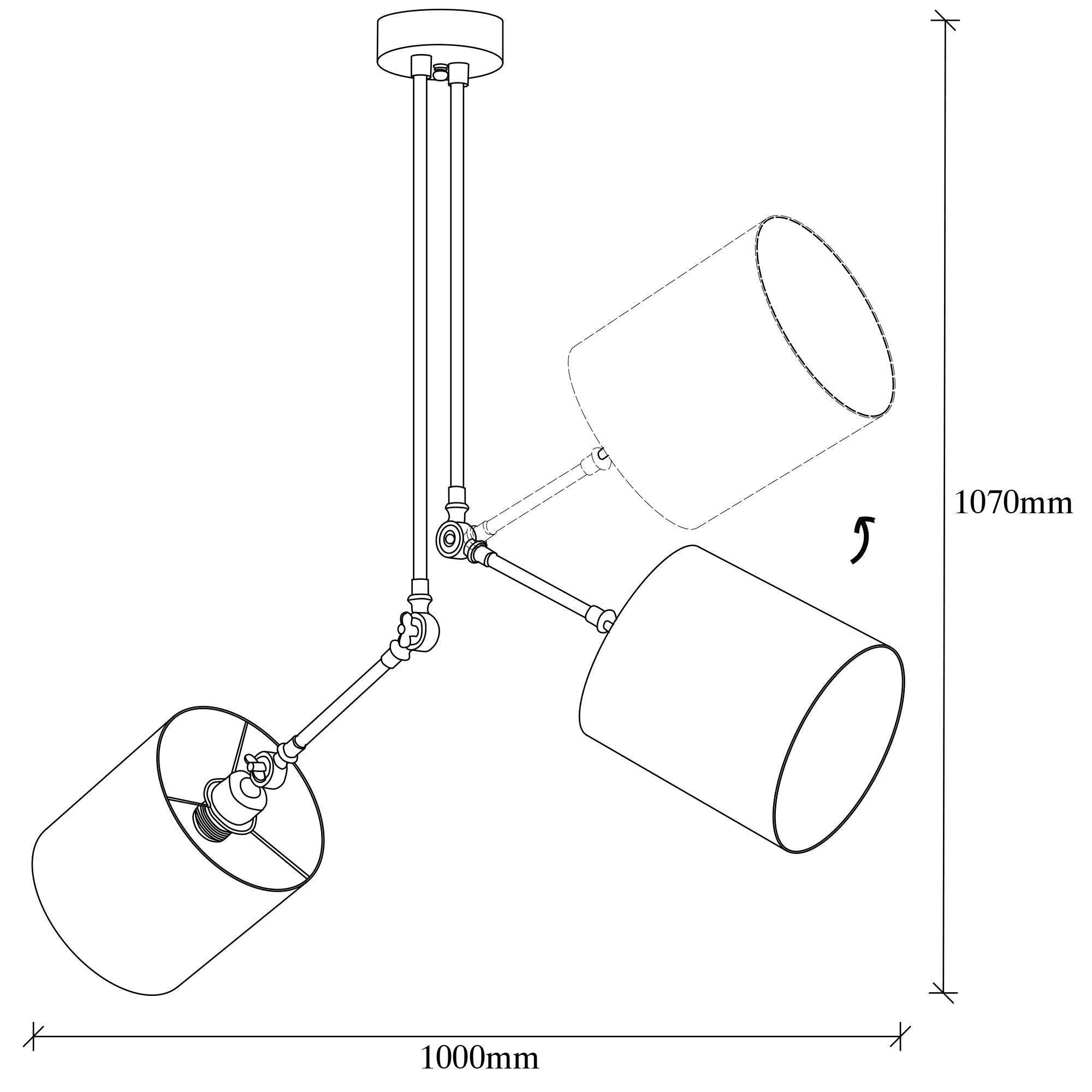 Candeeiro de Teto – 100 x 100 cm – Preto – Metal