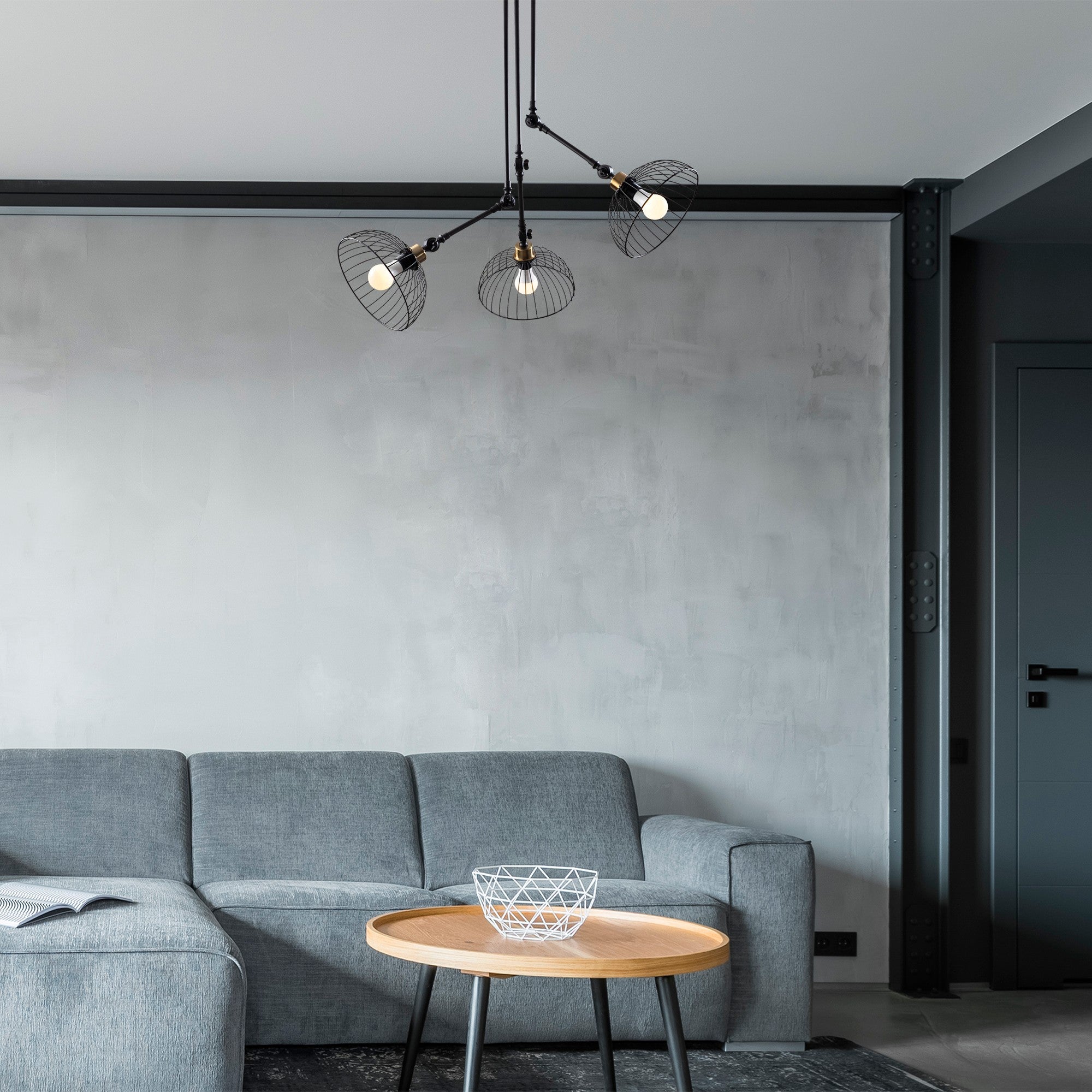 Candeeiro de Teto moderno preto, corpo de metal, 93 x 93 cm, altura 100 cm | 3 x E27 máx. 40 W | Design elegante em cor sólida para iluminação residencial e comercial