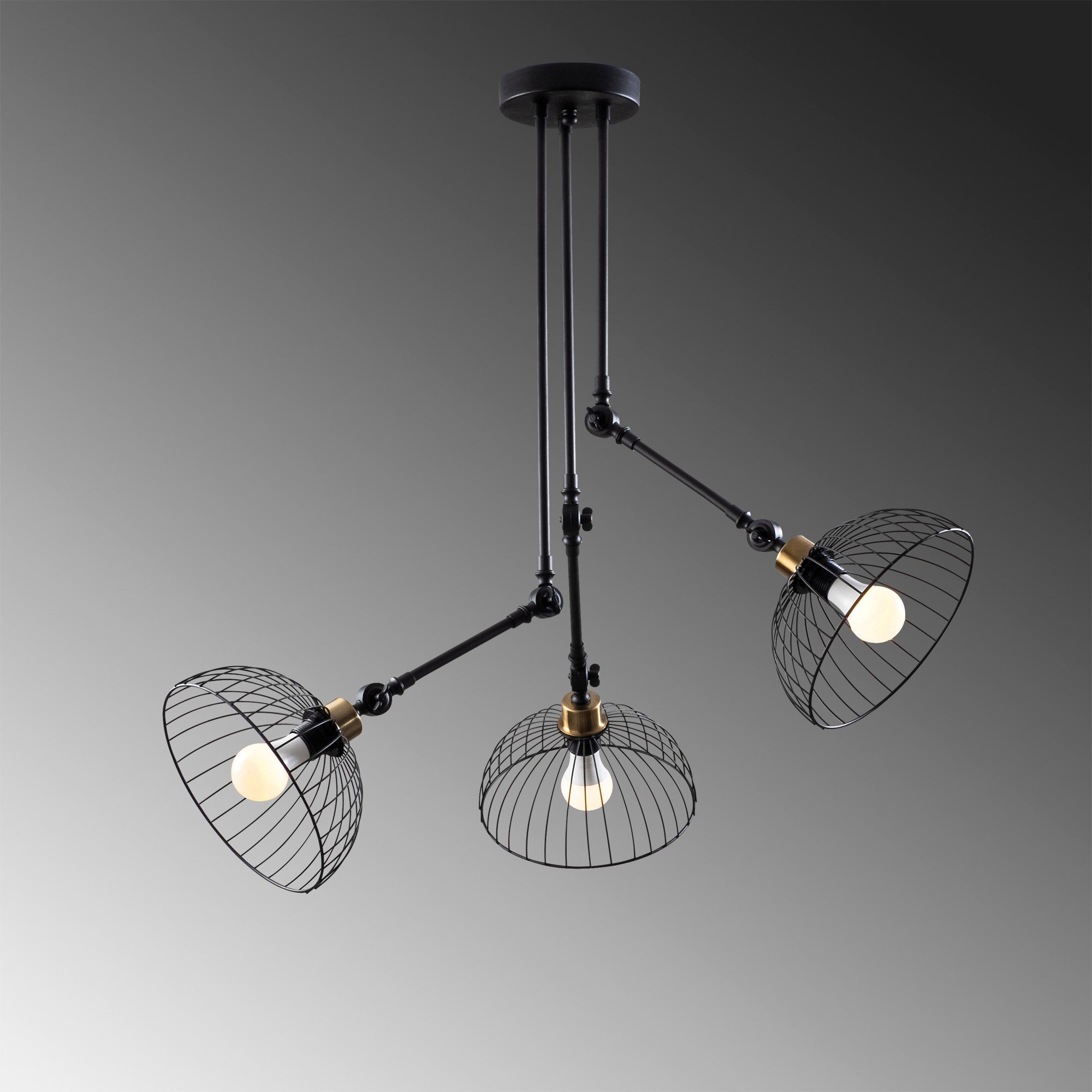 Candeeiro de Teto moderno preto, corpo de metal, 93 x 93 cm, altura 100 cm | 3 x E27 máx. 40 W | Design elegante em cor sólida para iluminação residencial e comercial