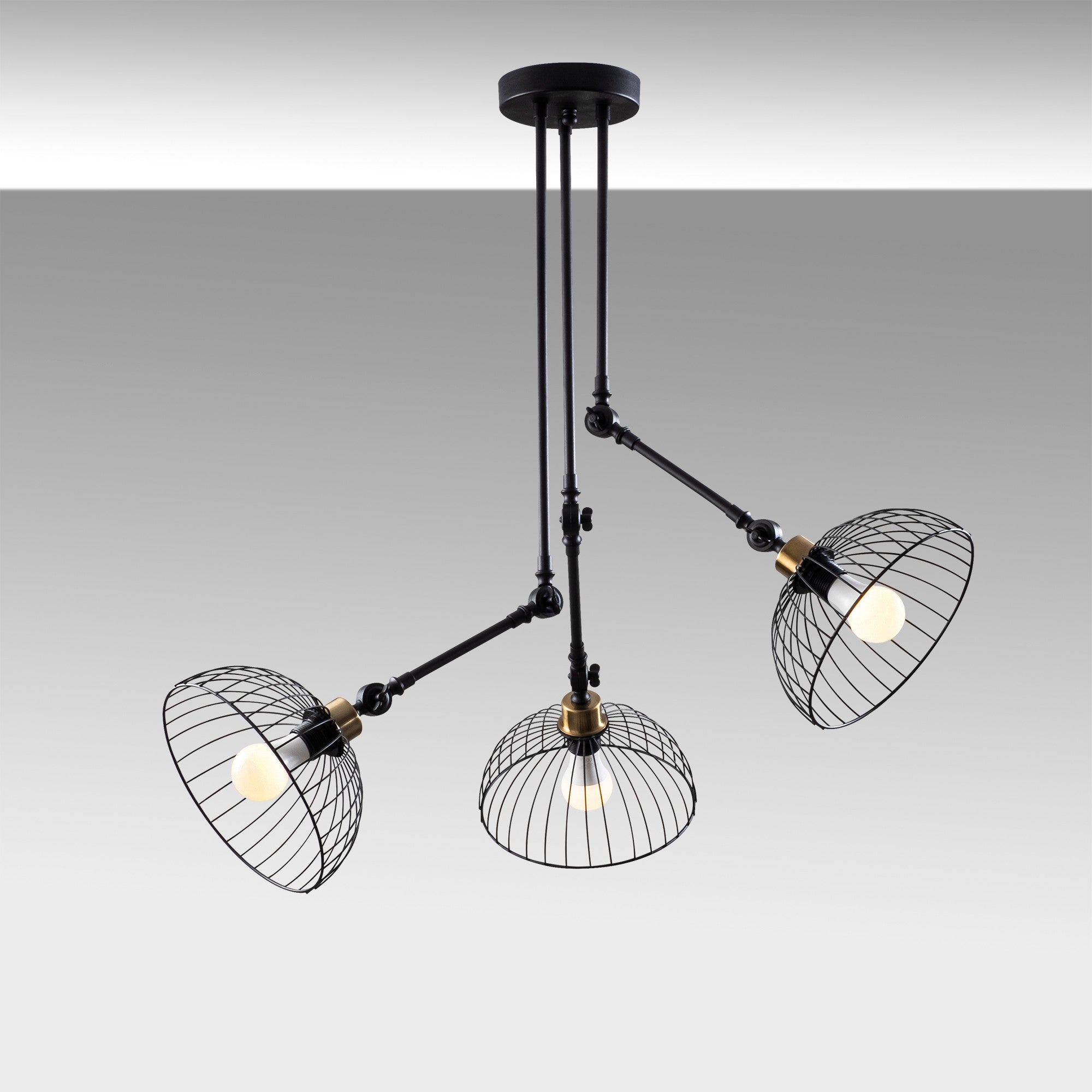 Candeeiro de Teto moderno preto, corpo de metal, 93 x 93 cm, altura 100 cm | 3 x E27 máx. 40 W | Design elegante em cor sólida para iluminação residencial e comercial