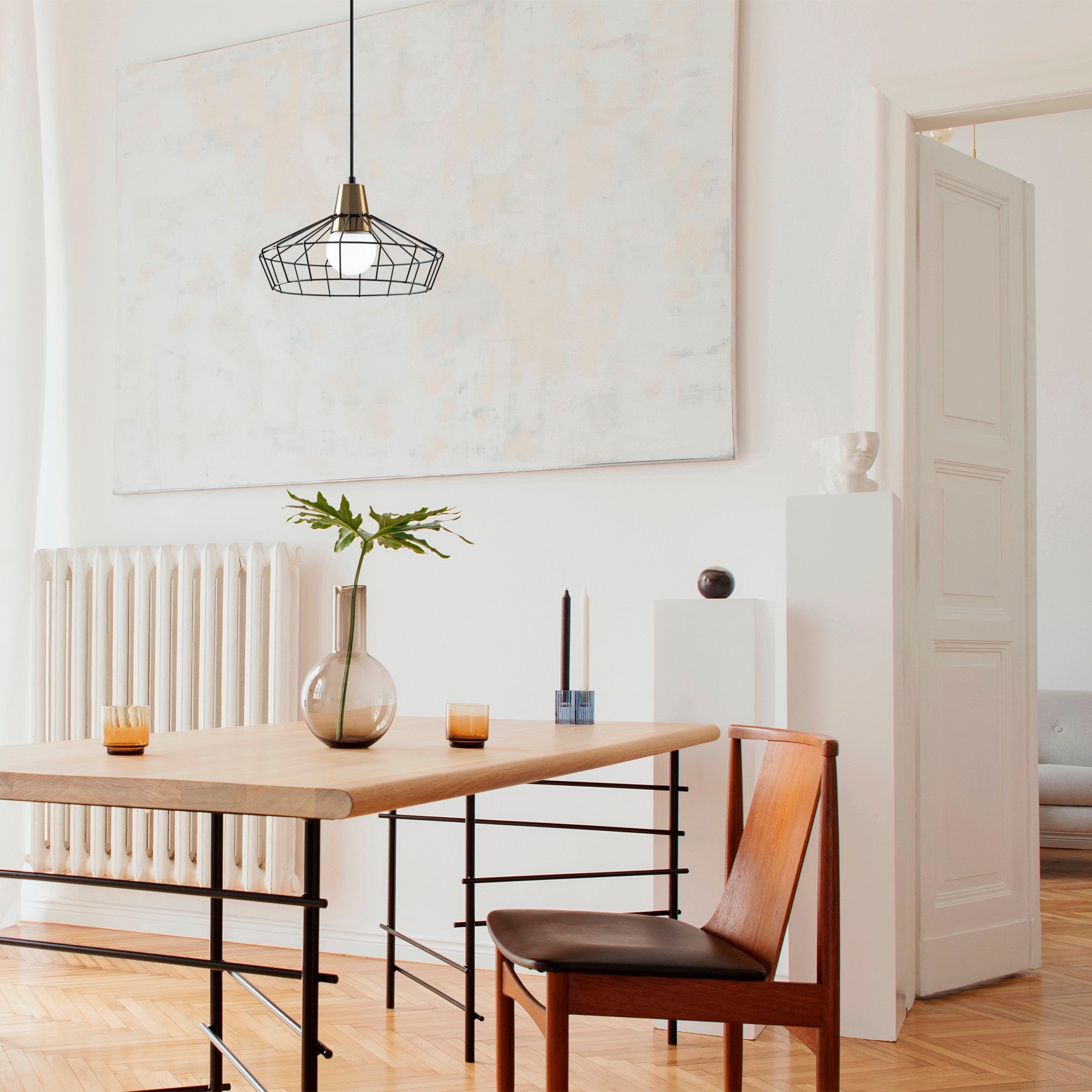 Candeeiro de Teto – Altura Ajustável 30-110 cm – Preto – Metal