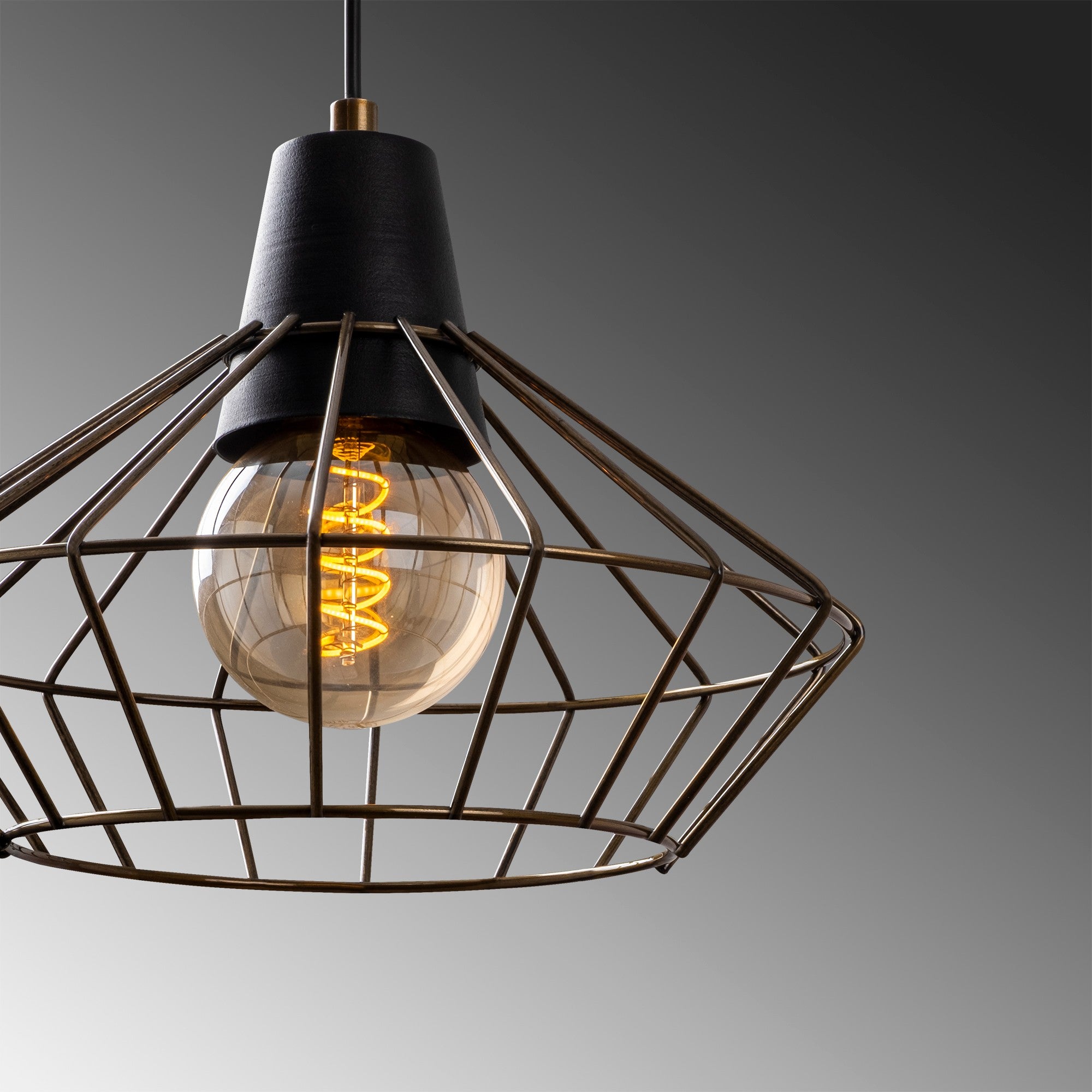 Candeeiro de Teto Industrial Vintage – 30 x 30 cm – Cor(es) vintage – Metal