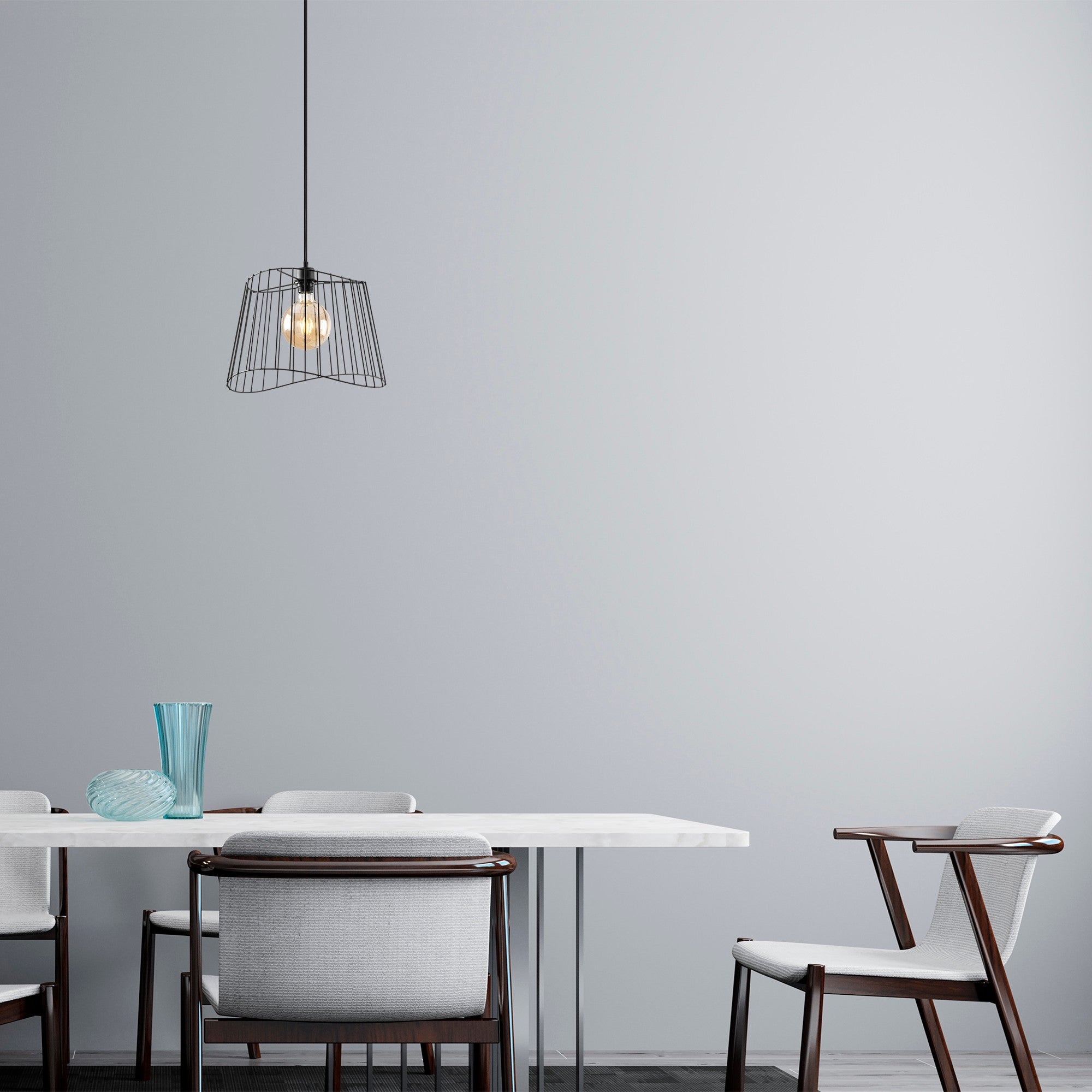 Candeeiro de Teto Industrial – Altura Ajustável 46-126 cm – Preto – Corpo em Metal