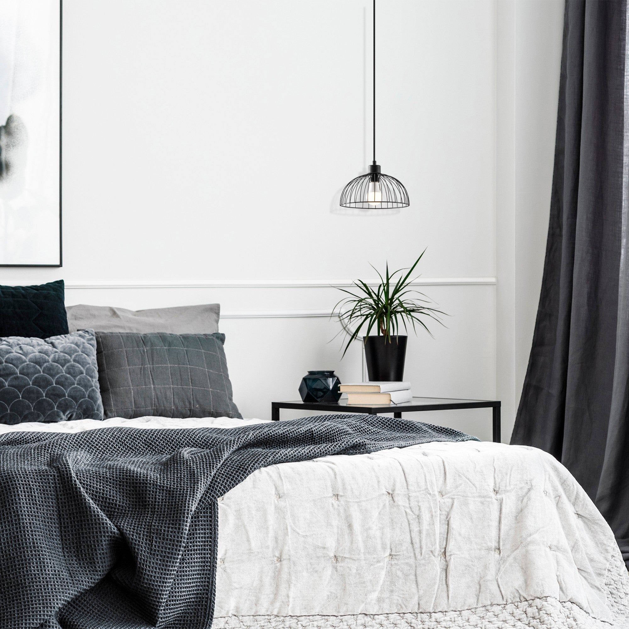 Candeeiro de Teto Industrial – 25x25 cm – Preto – Metal