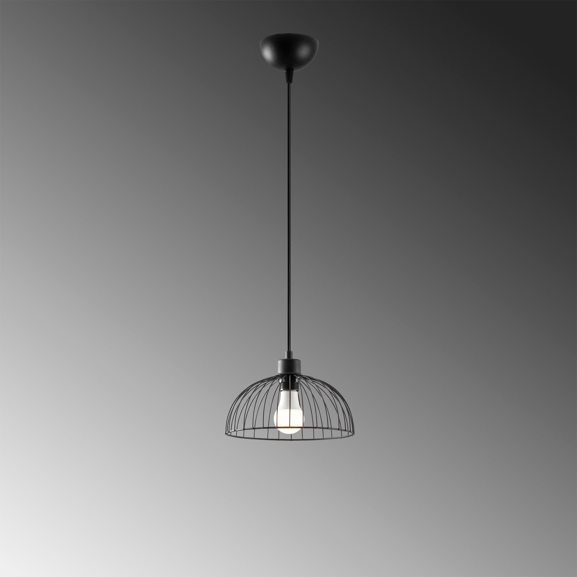 Candeeiro de Teto Industrial – 25x25 cm – Preto – Metal